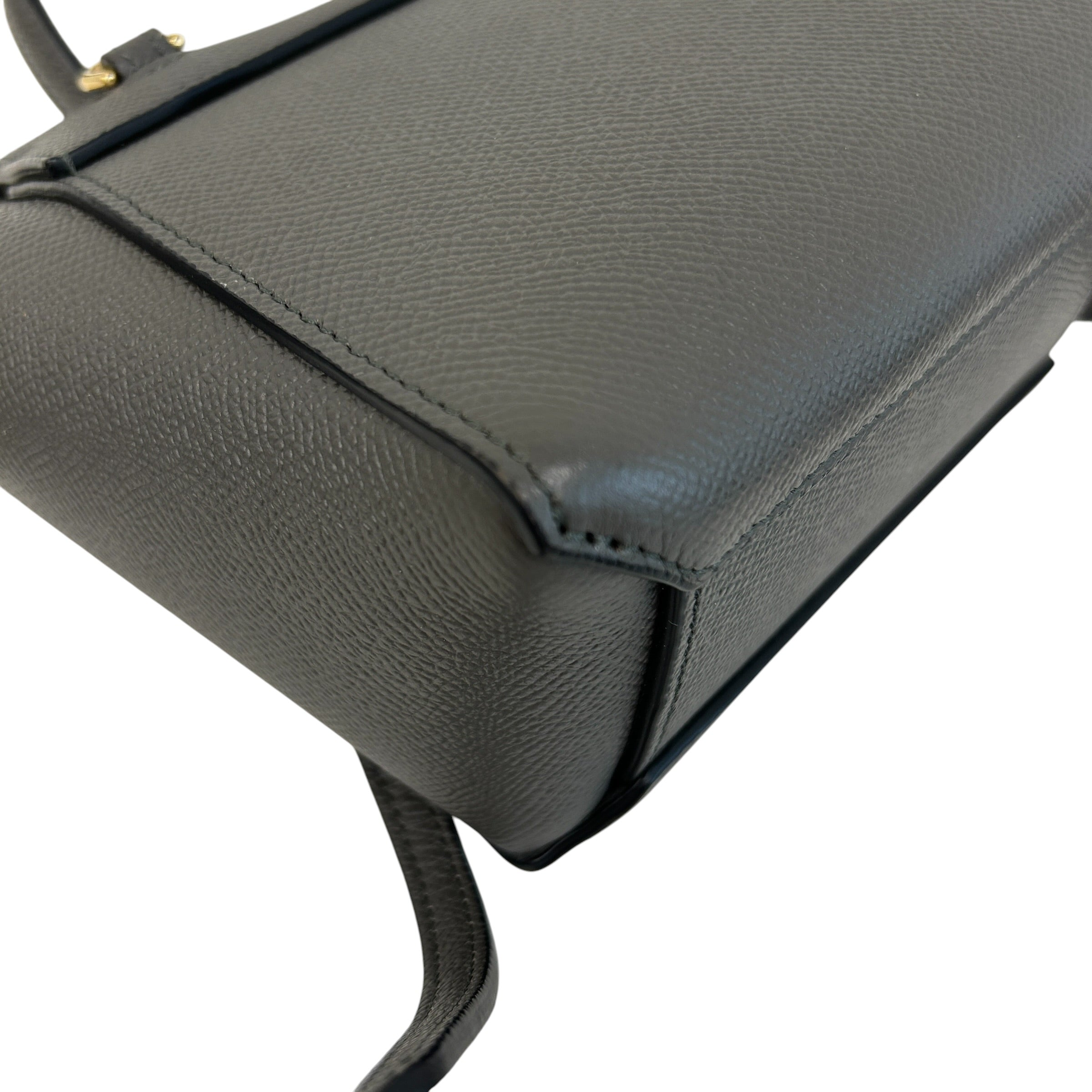 Grey Grained Calfskin Nano Belt Bag