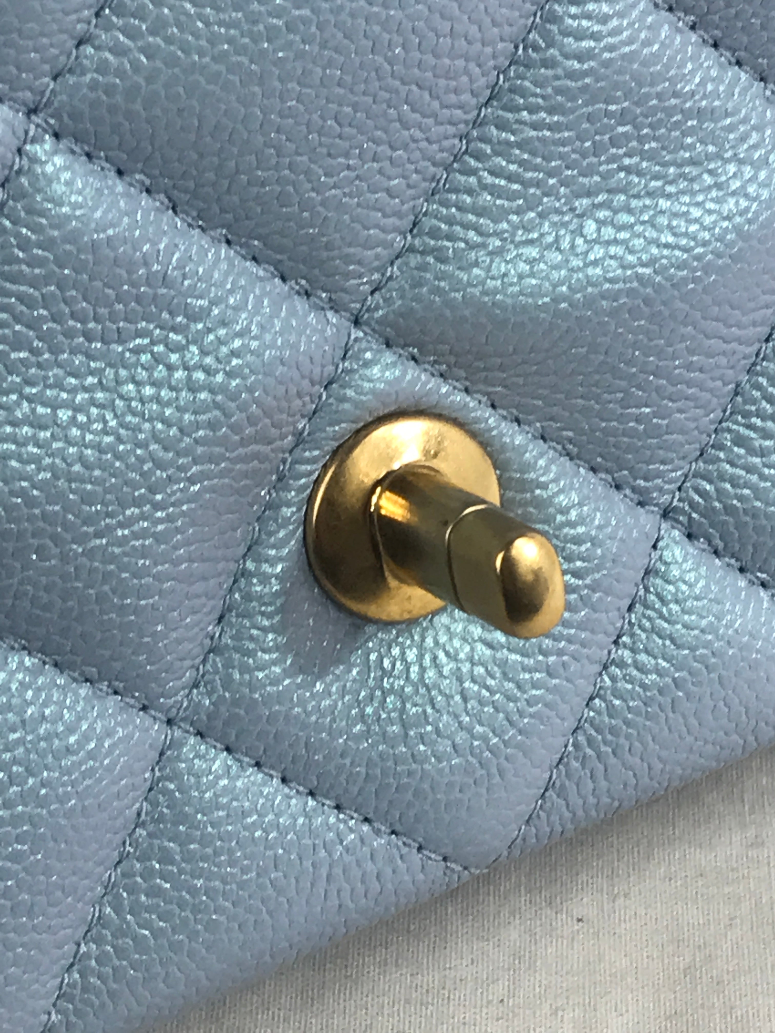 Quilted Caviar Ice Blue 21K Iridescent Mini Square W/AGHW