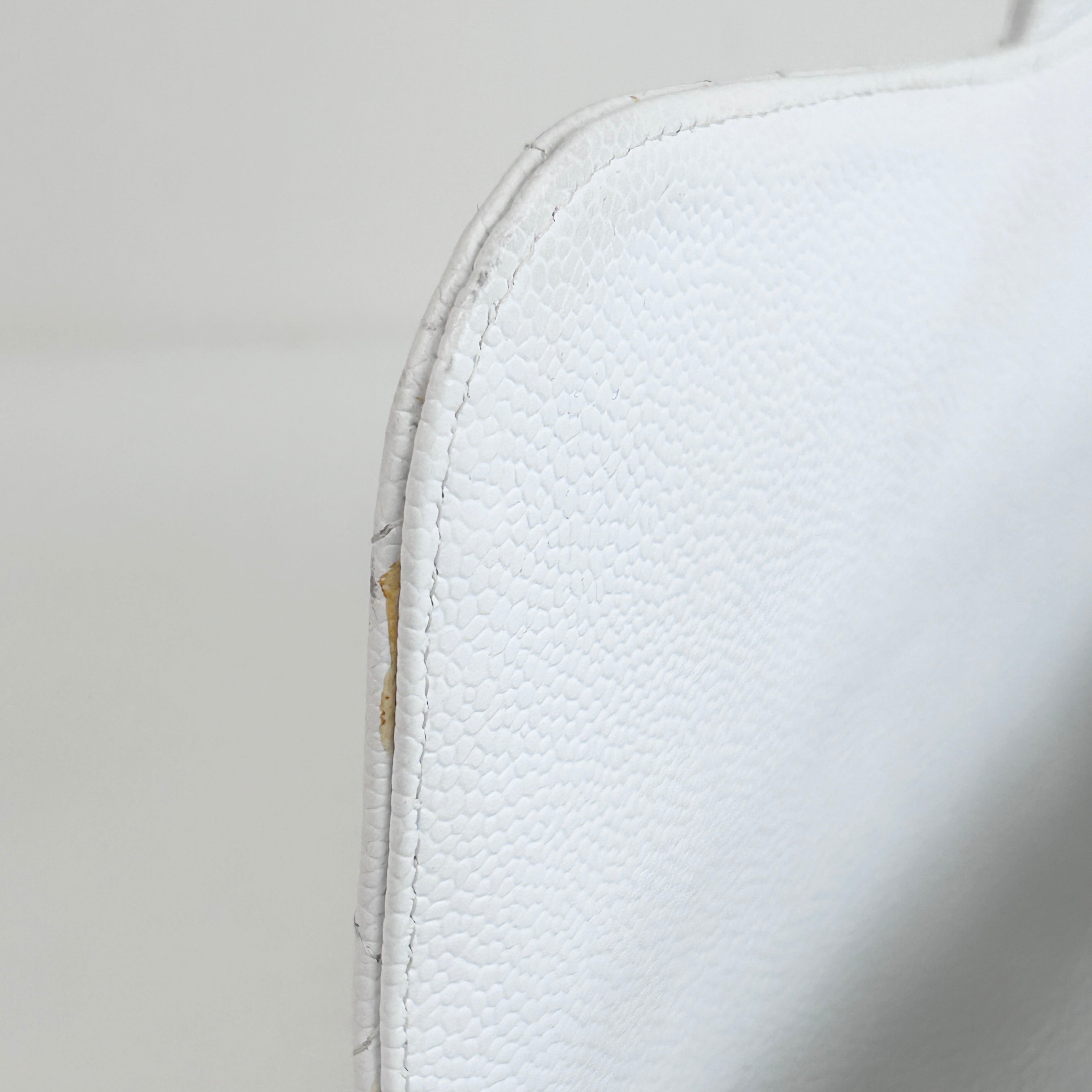 White Caviar Quilted Jumbo Single Flap Bag w/SHW