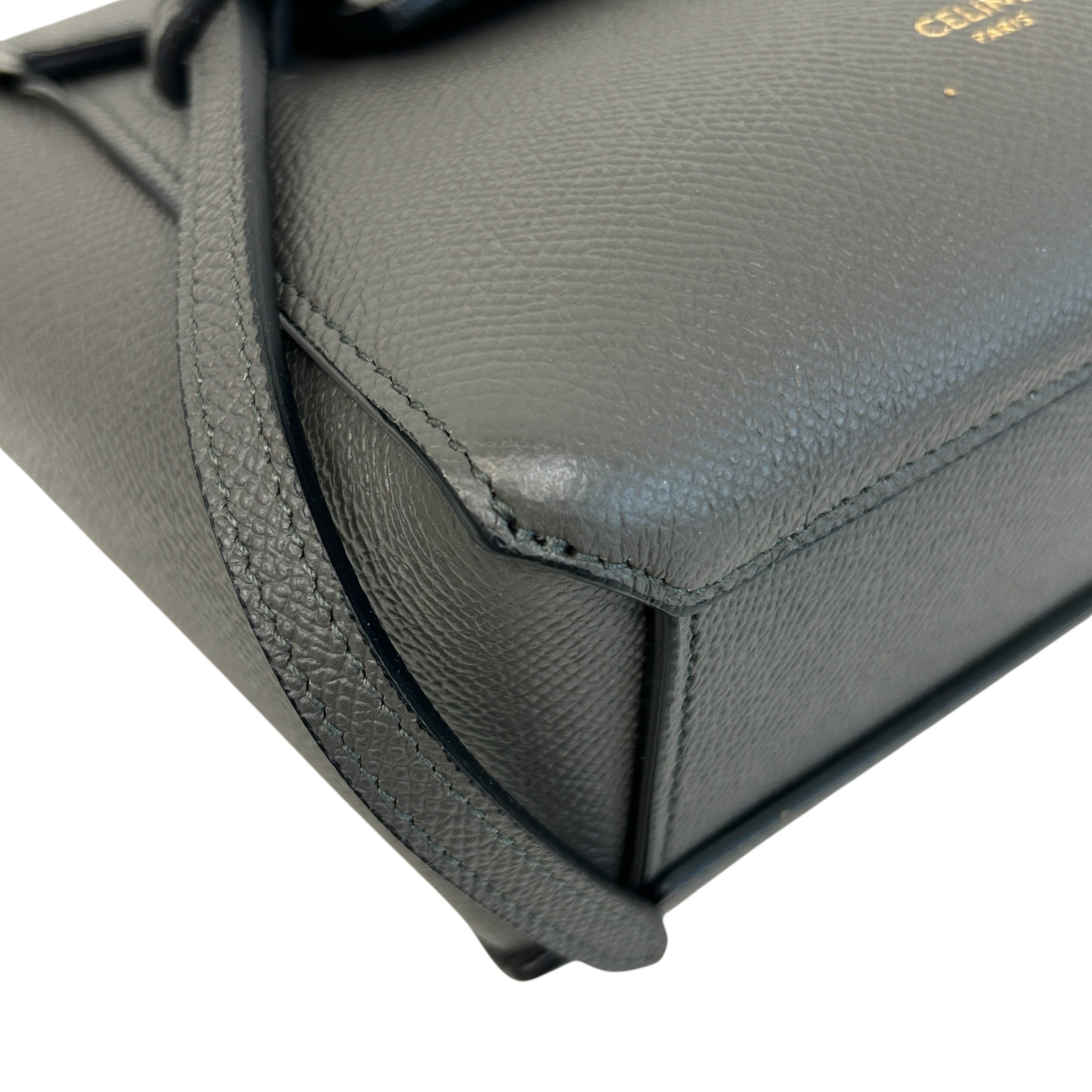 Grey Grained Calfskin Nano Belt Bag