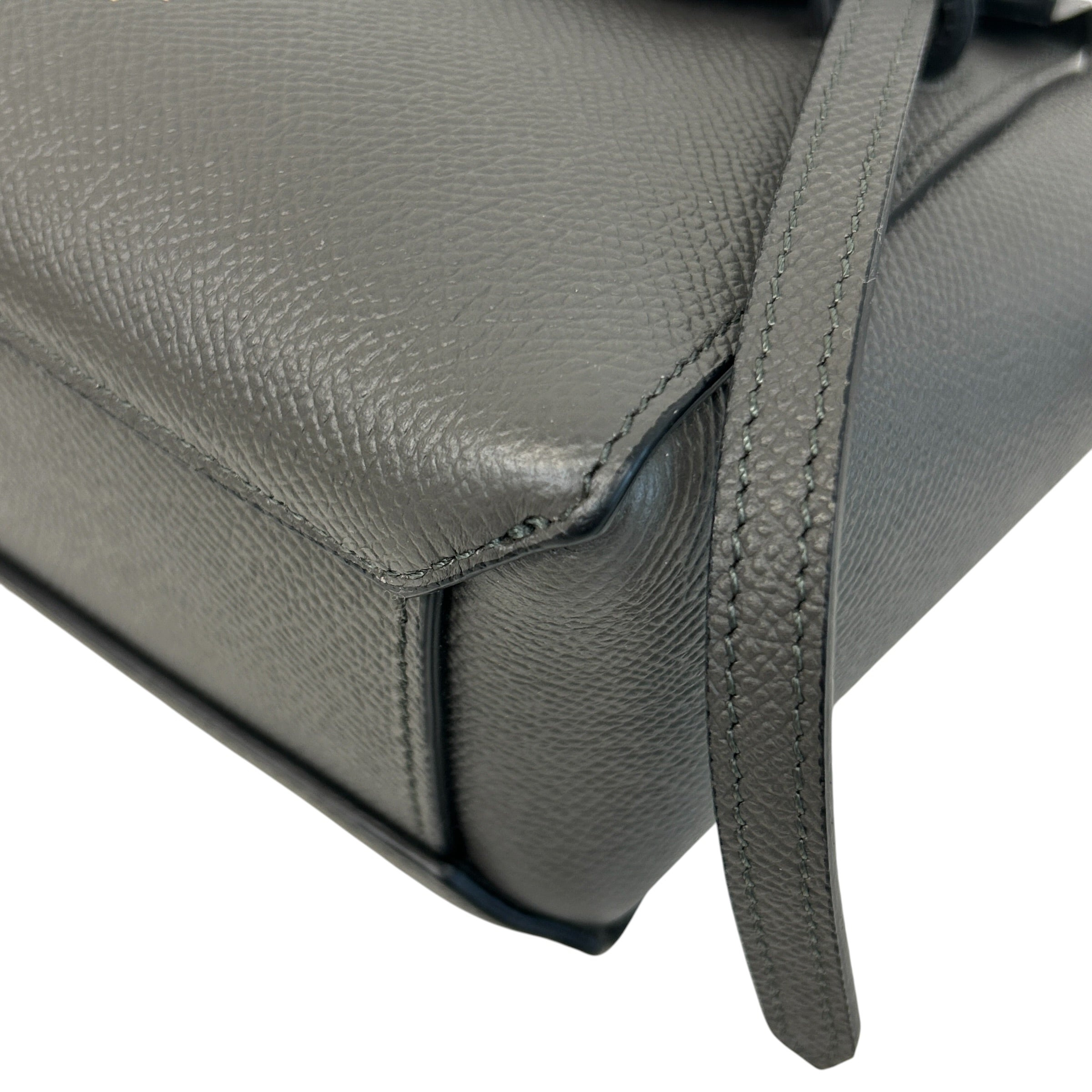 Grey Grained Calfskin Nano Belt Bag