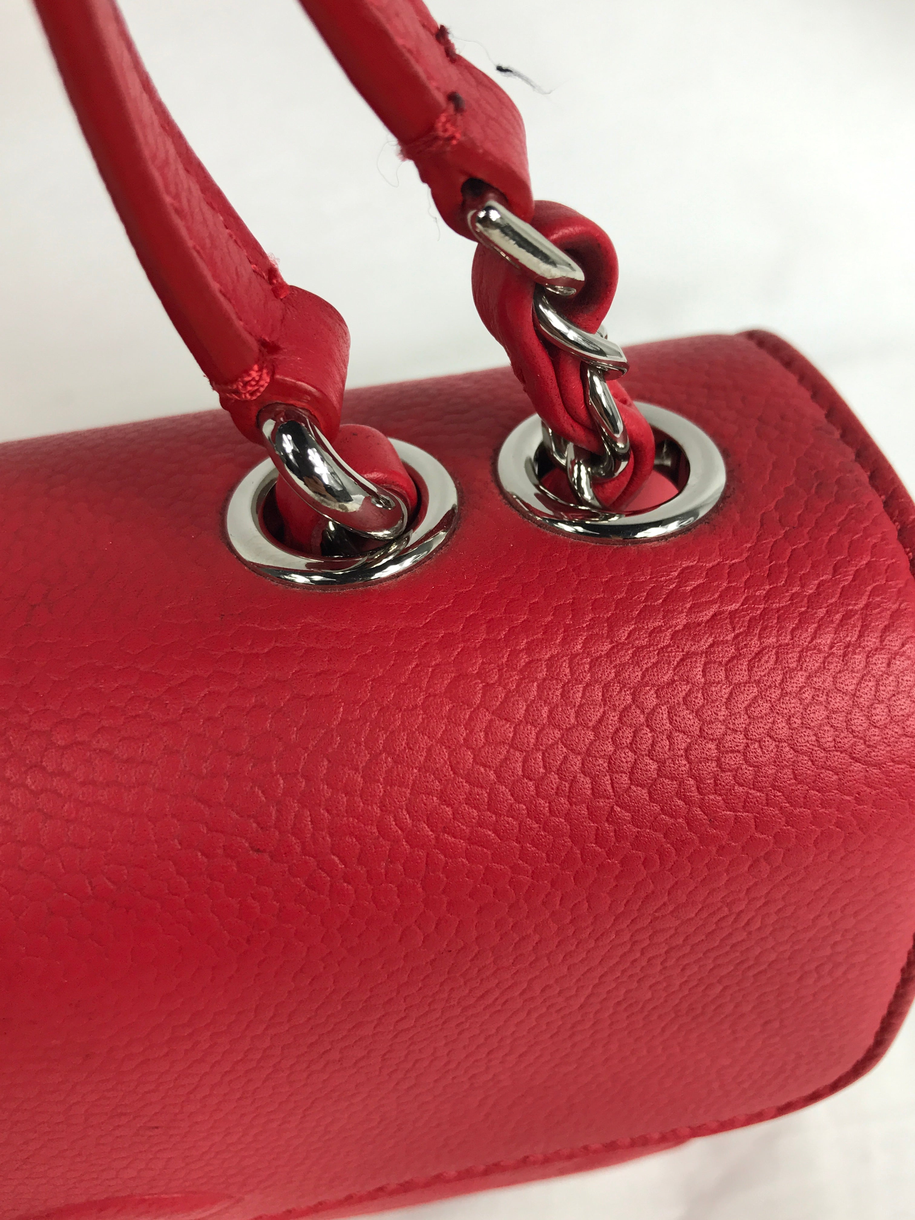 Red Small Caviar CC Box Flap W/SHW