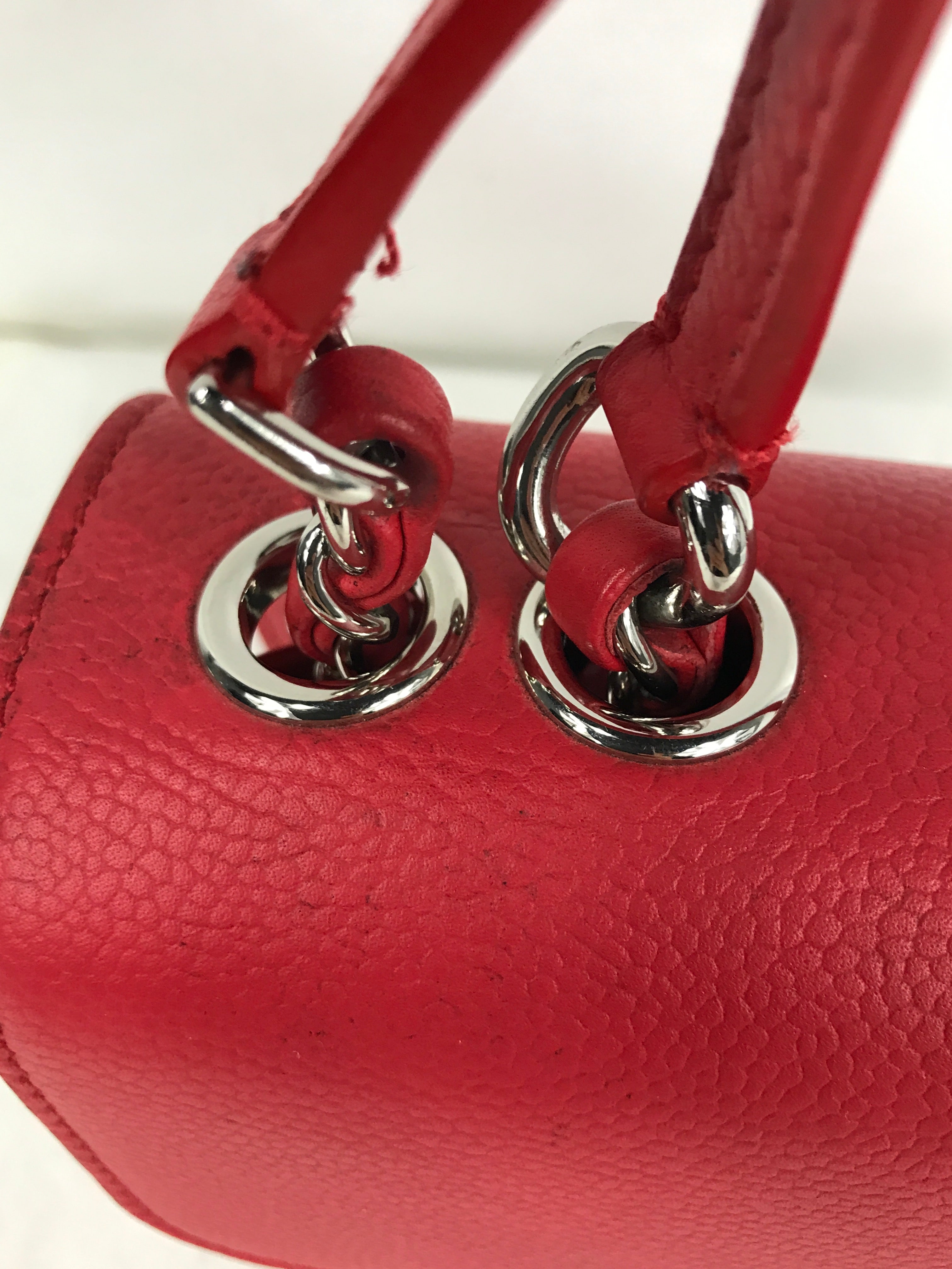 Red Small Caviar CC Box Flap W/SHW