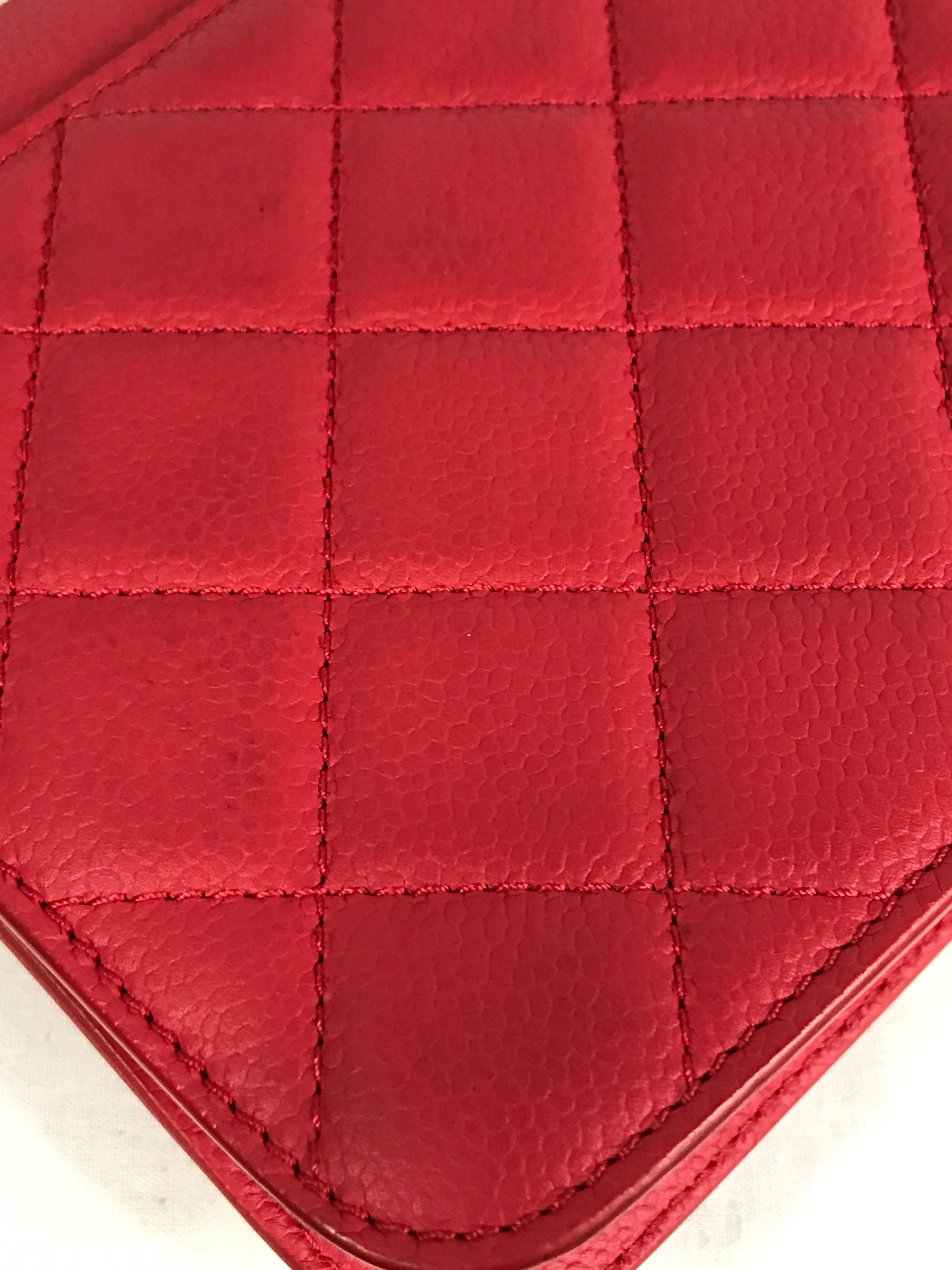 Red Small Caviar CC Box Flap W/SHW