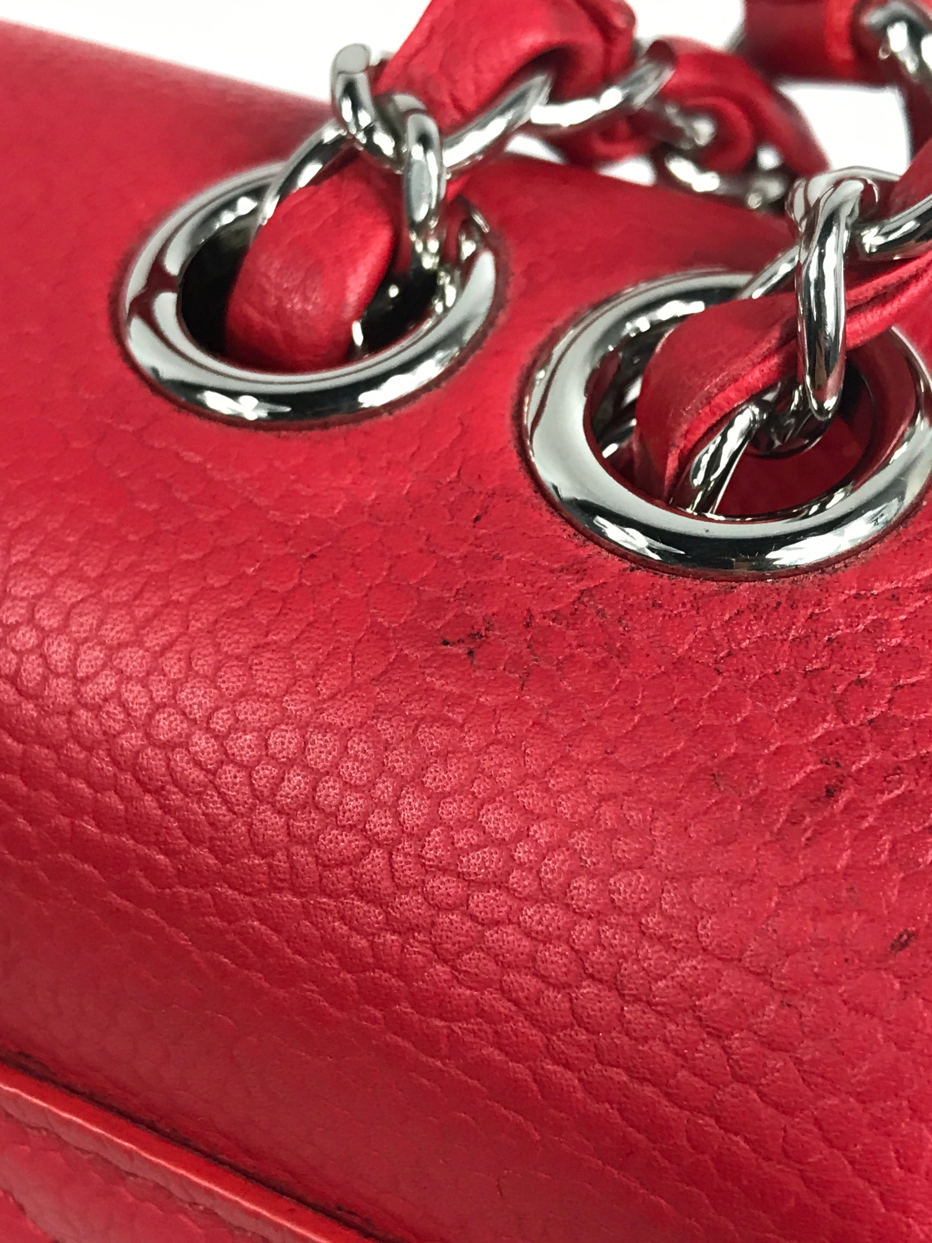 Red Small Caviar CC Box Flap W/SHW