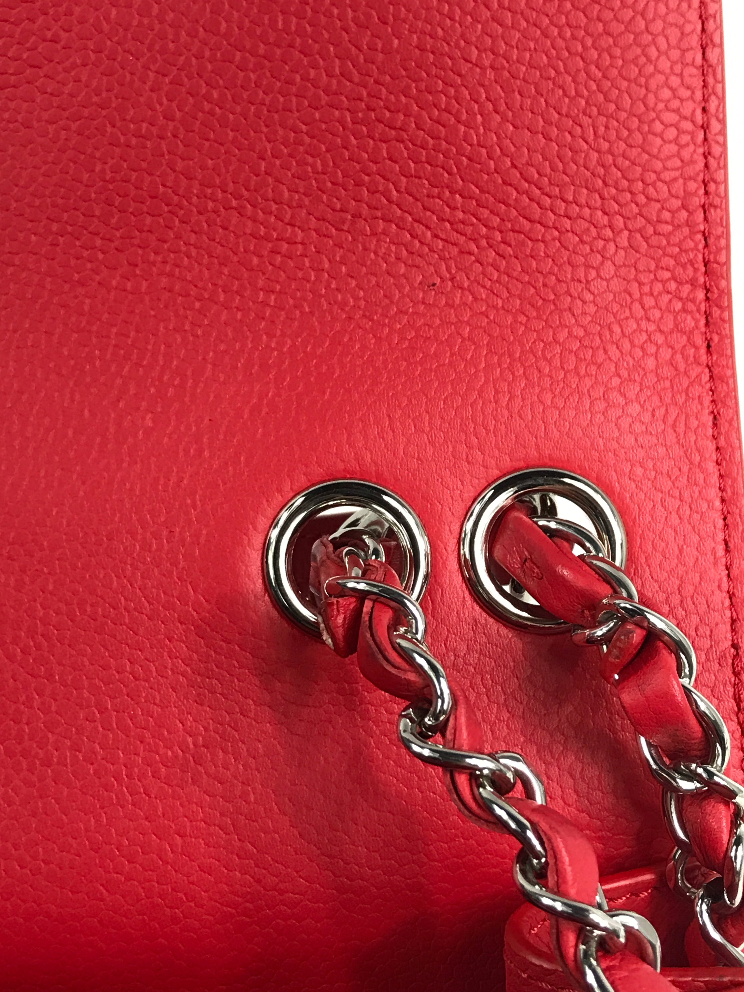 Red Small Caviar CC Box Flap W/SHW