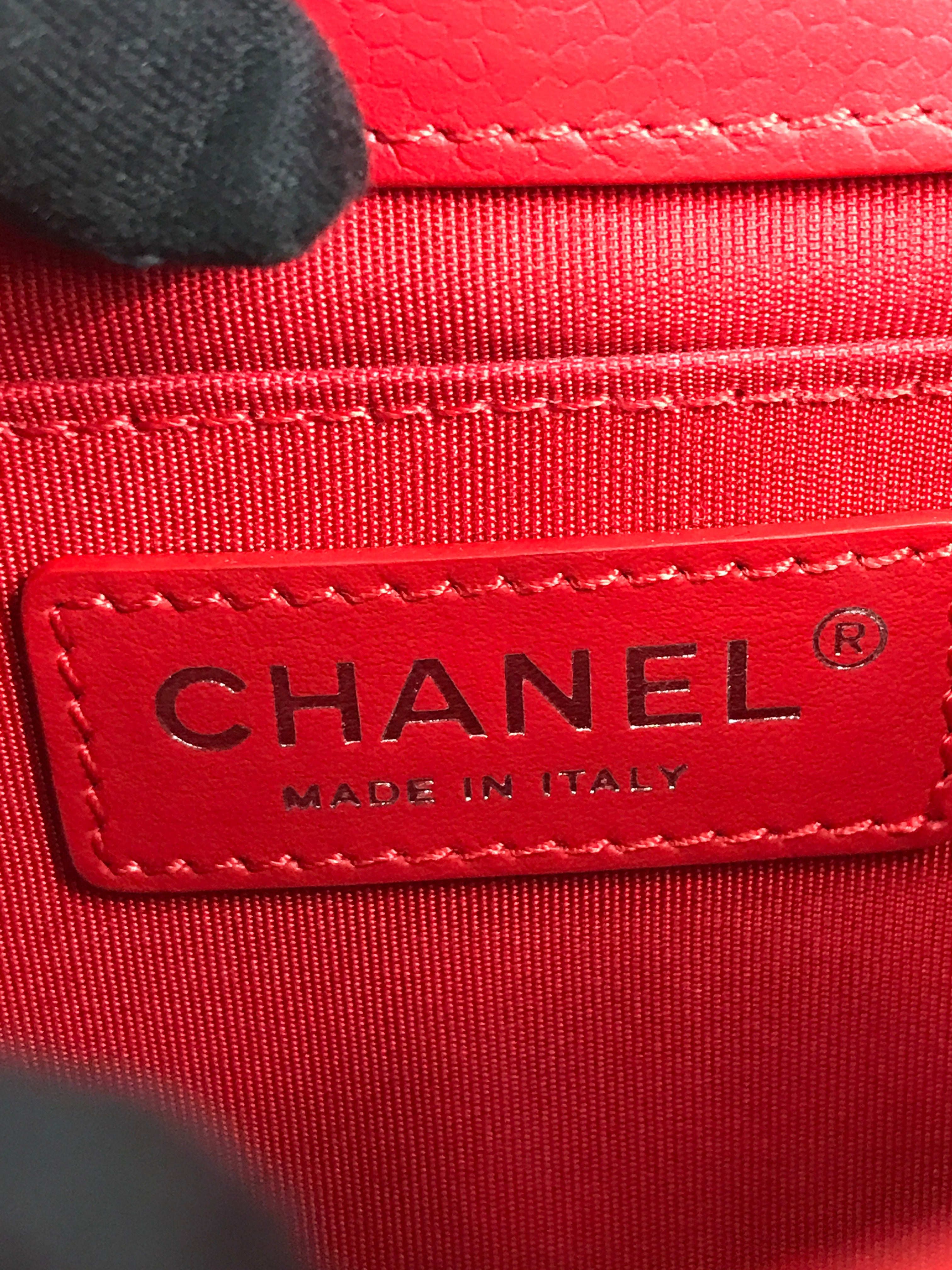 Red Small Caviar CC Box Flap W/SHW