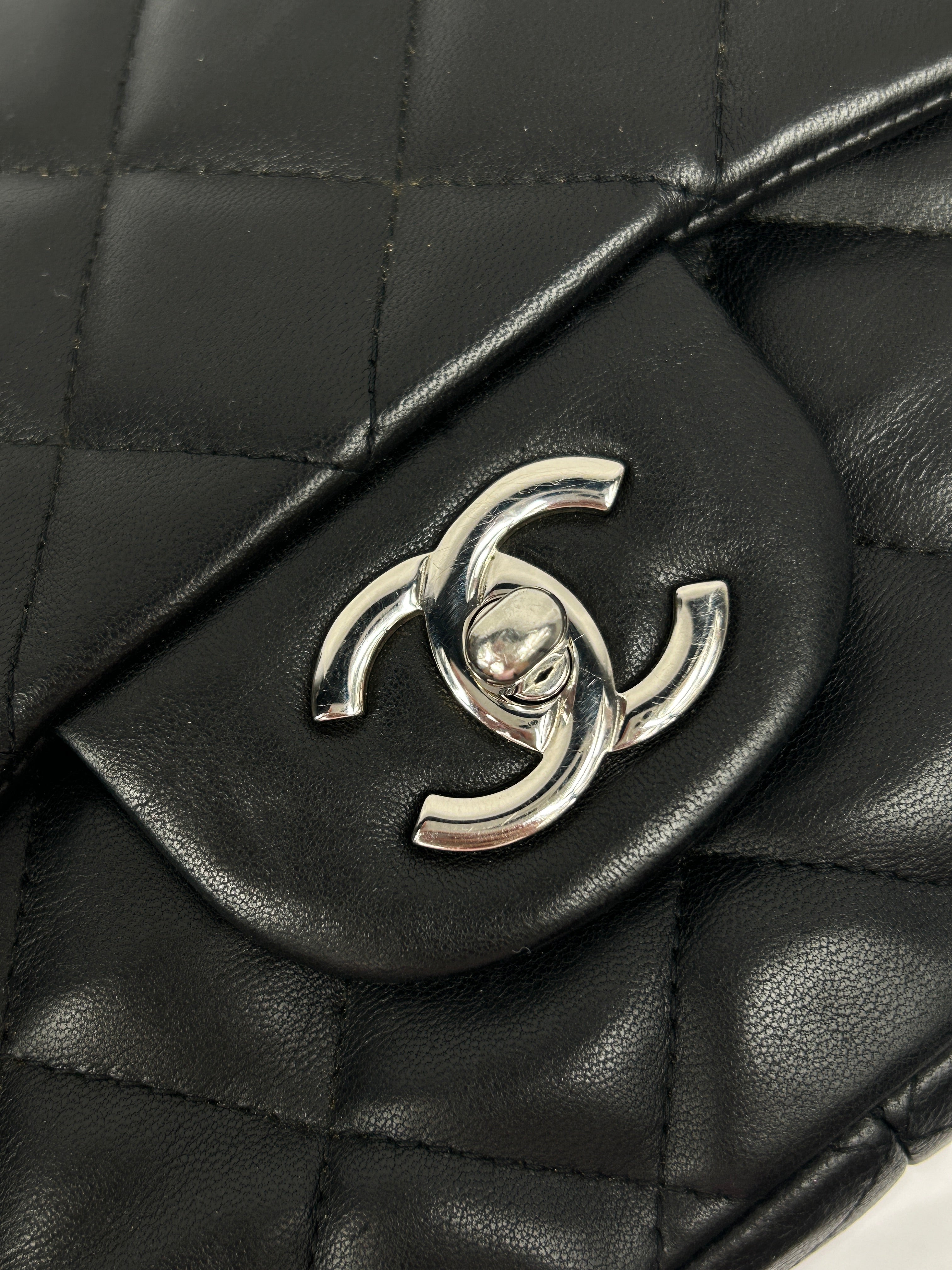 Black Quilted Lambskin Single Flap Classic Jumbo w/SHW