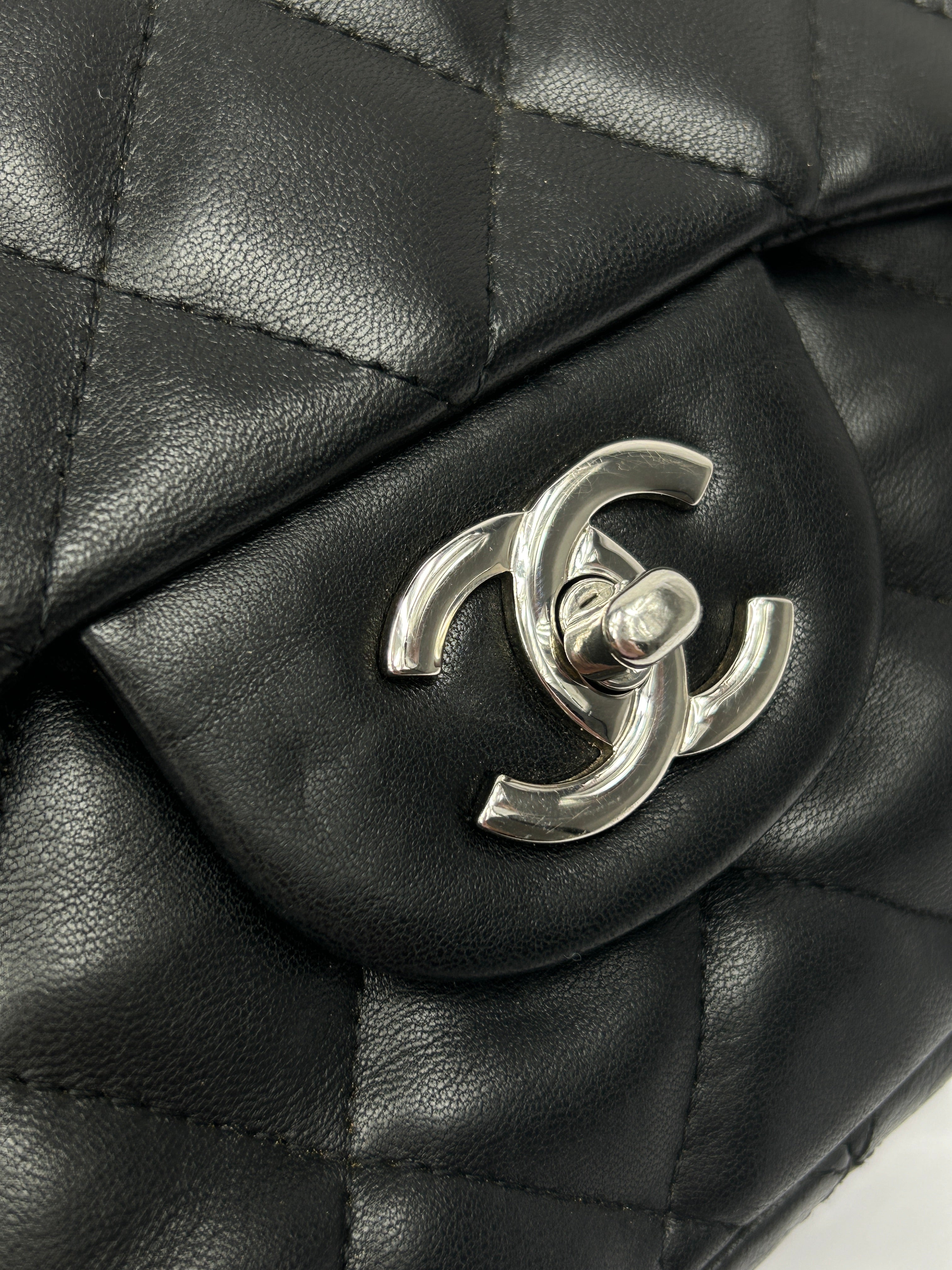 Black Quilted Lambskin Single Flap Classic Jumbo w/SHW