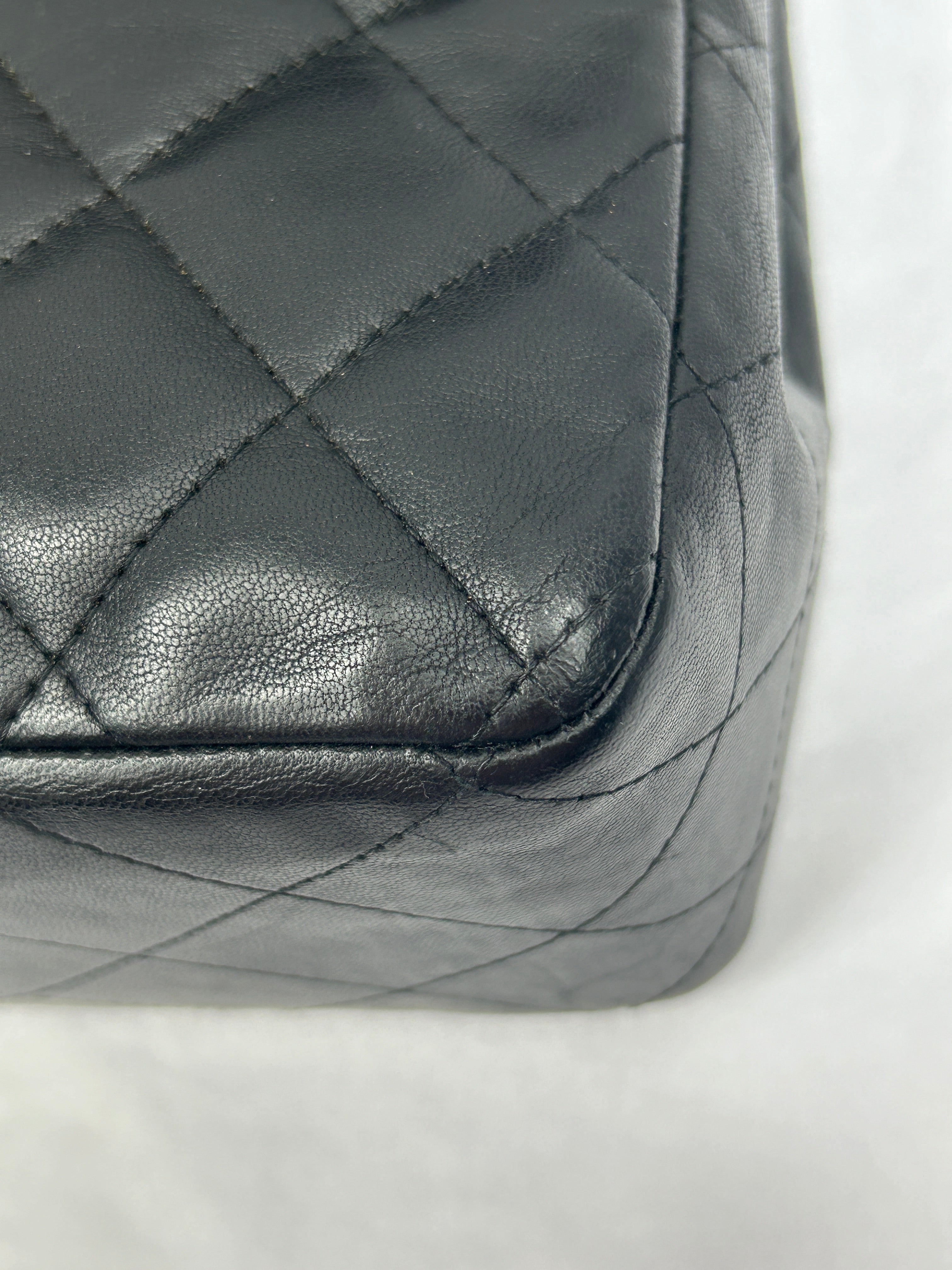 black Quilted Lambskin Single Flap Classic Jumbo w/SHW