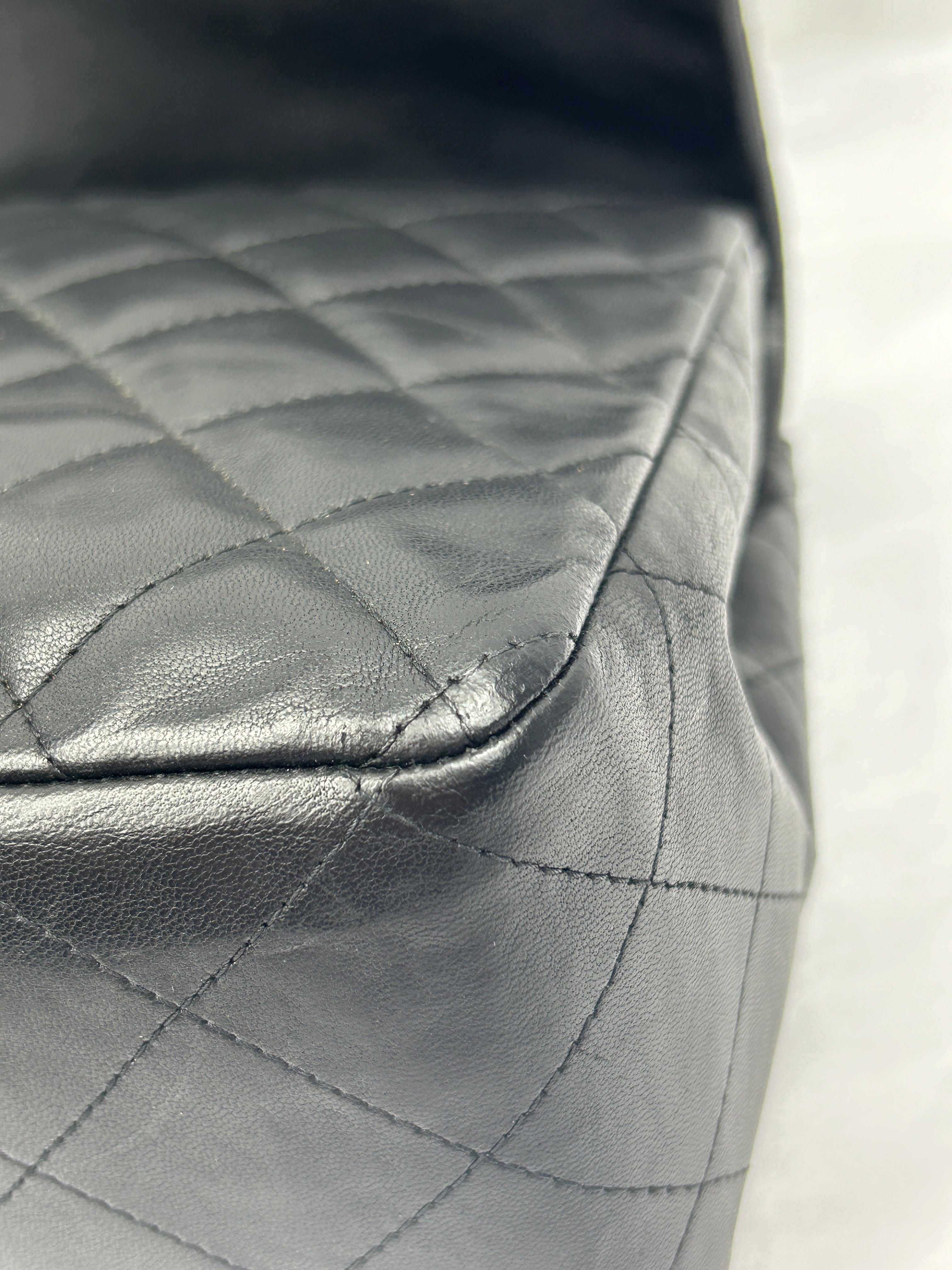 Black Quilted Lambskin Single Flap Classic Jumbo w/SHW