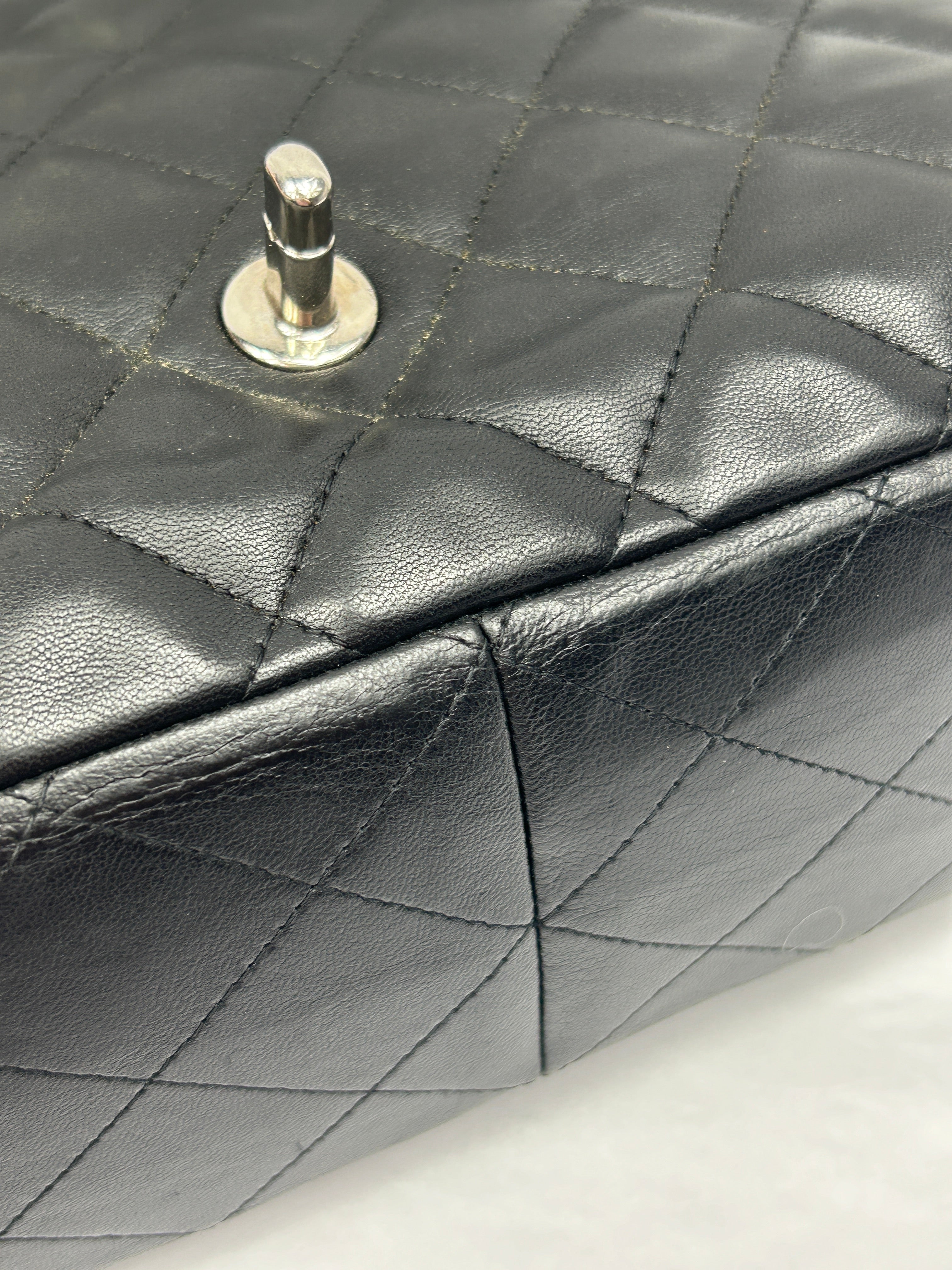 black Quilted Lambskin Single Flap Classic Jumbo w/SHW