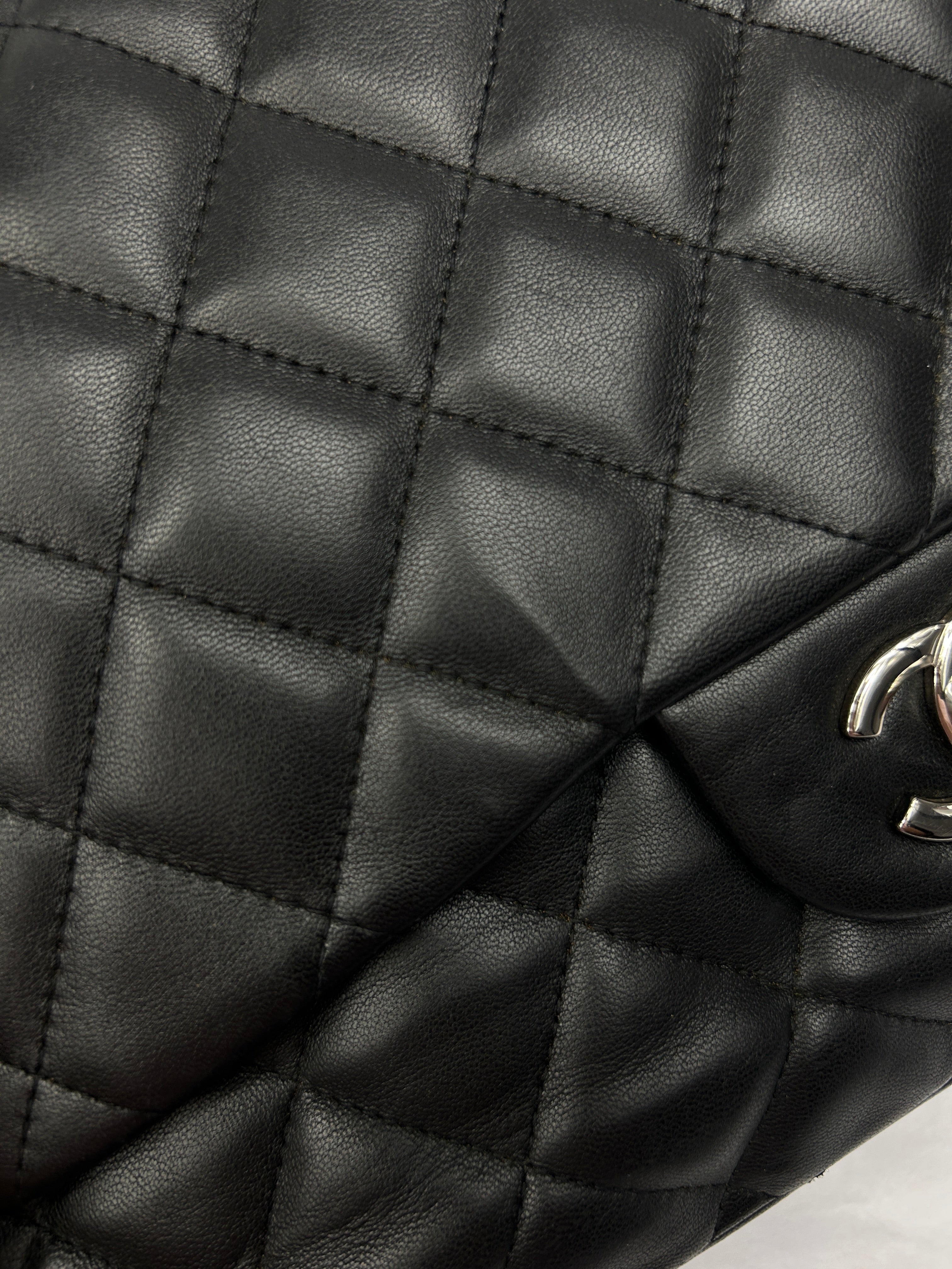 black Quilted Lambskin Single Flap Classic Jumbo w/SHW