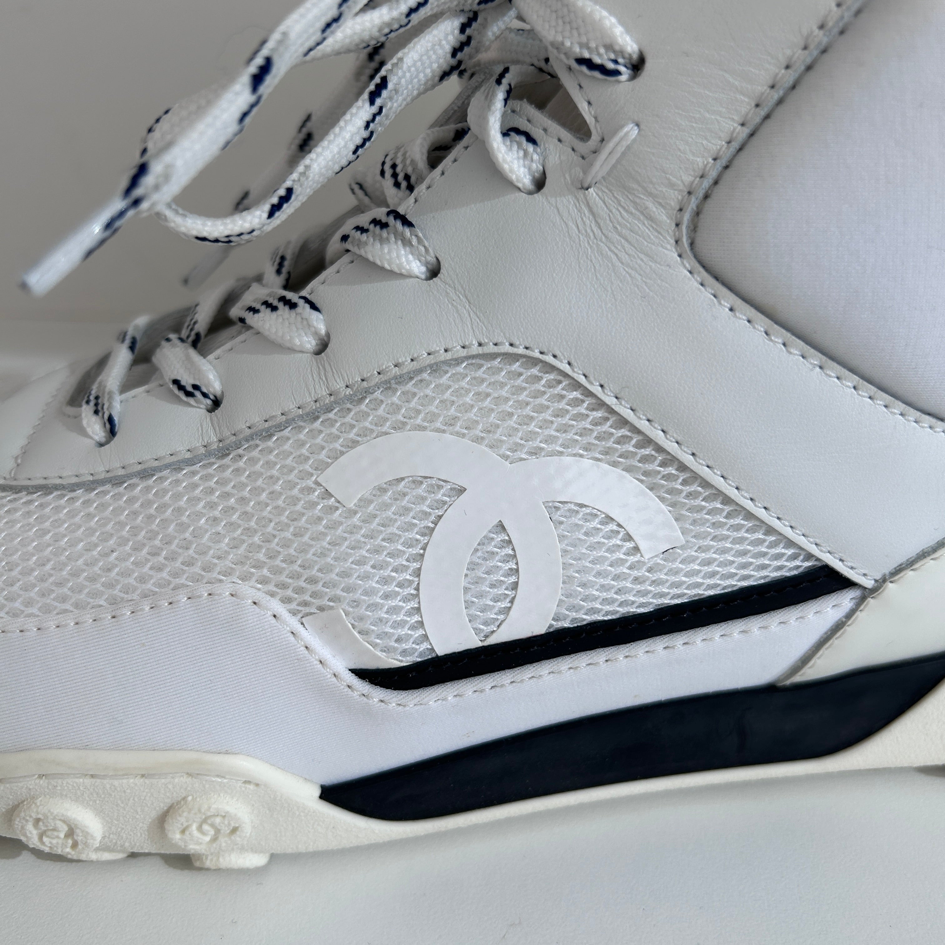Interlocking CC Logo Leather Athletic Sneakers