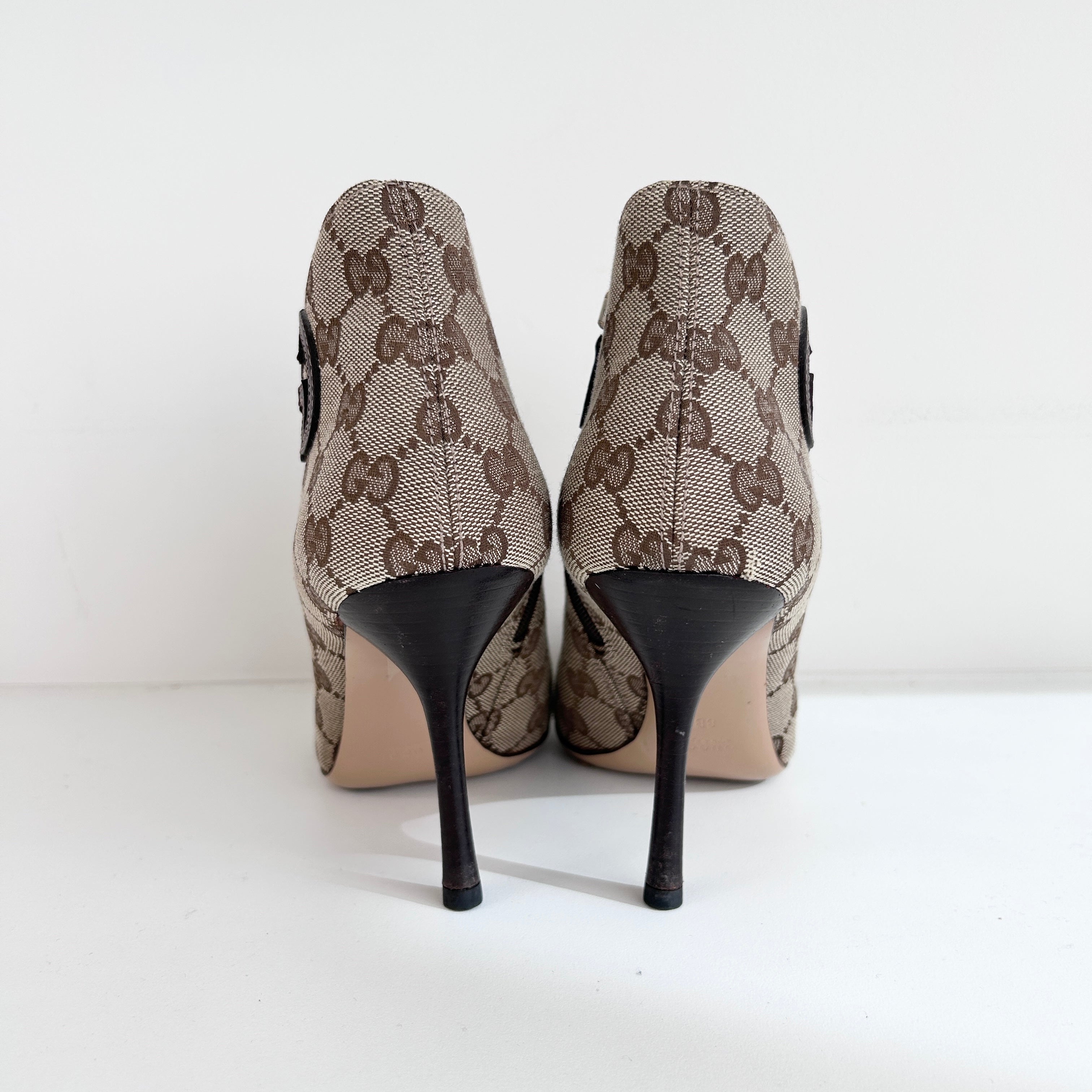 GG Monogram Canvas Stiletto Ankle Boots