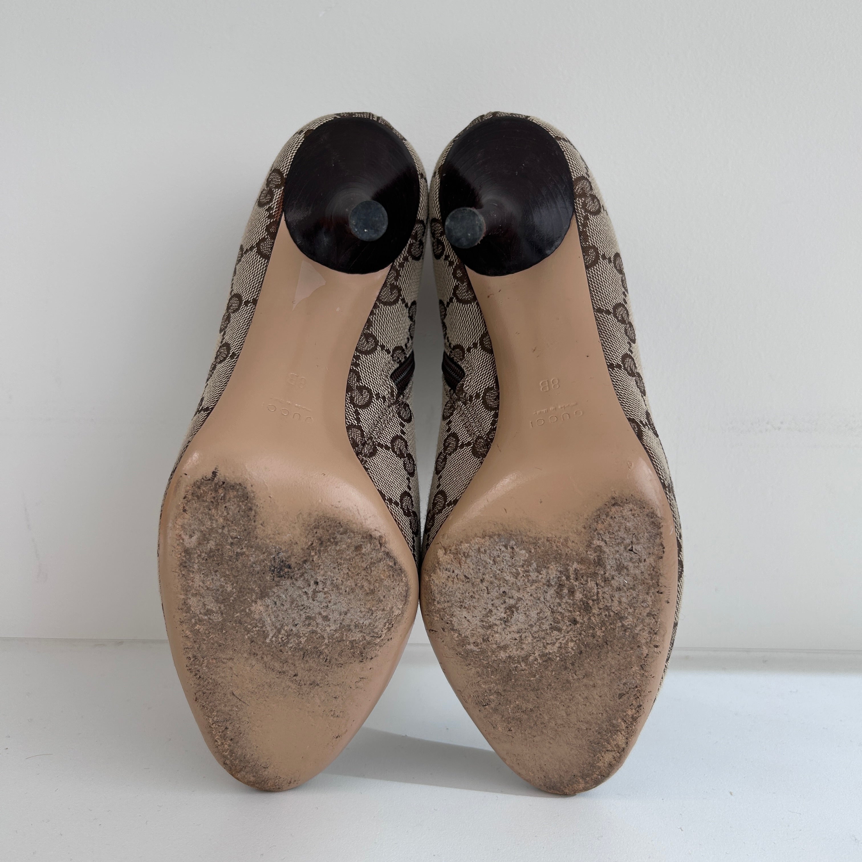 GG Monogram Canvas Stiletto Ankle Boots