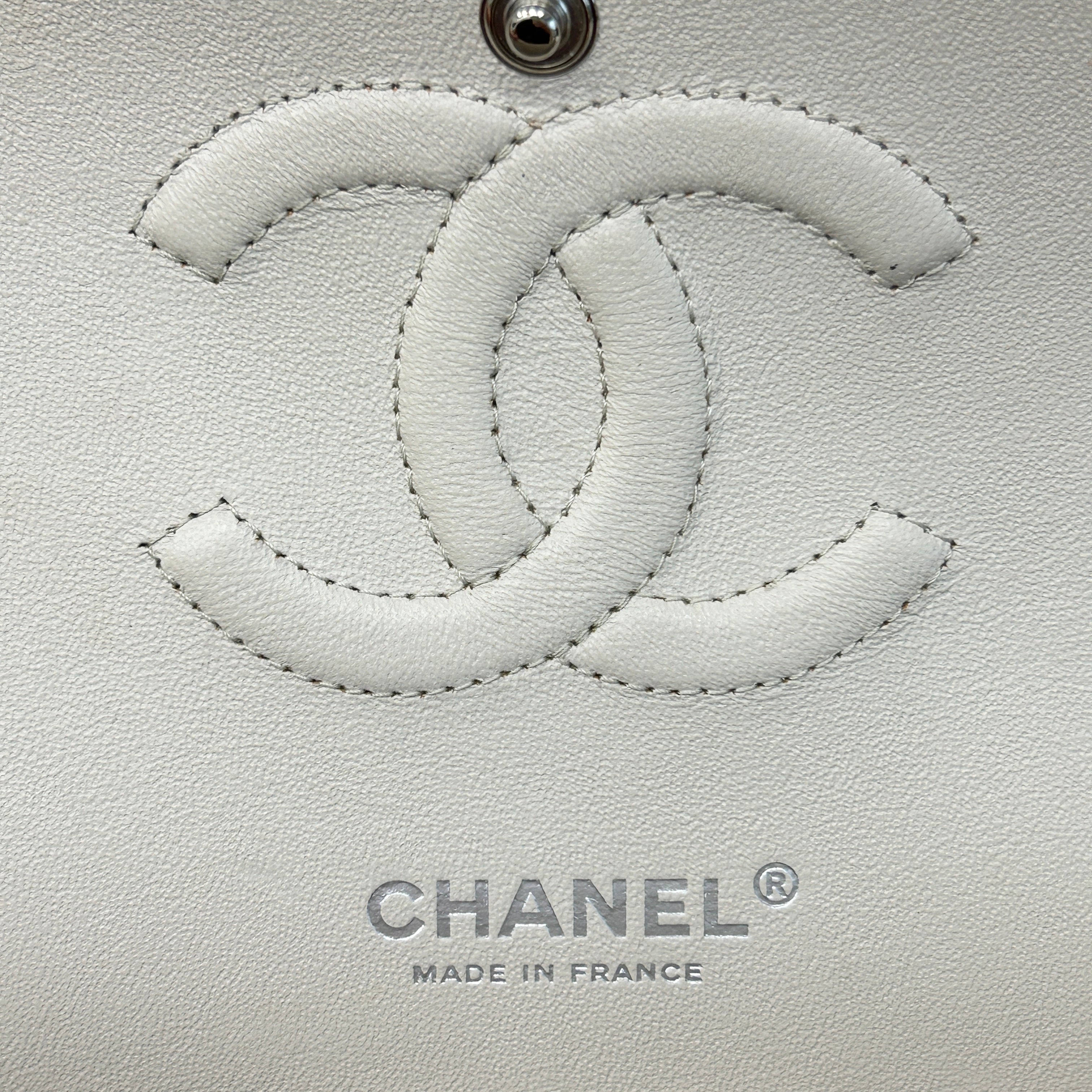 Cream Caviar Leather Medium Classic Double Flap Bag w/SHW