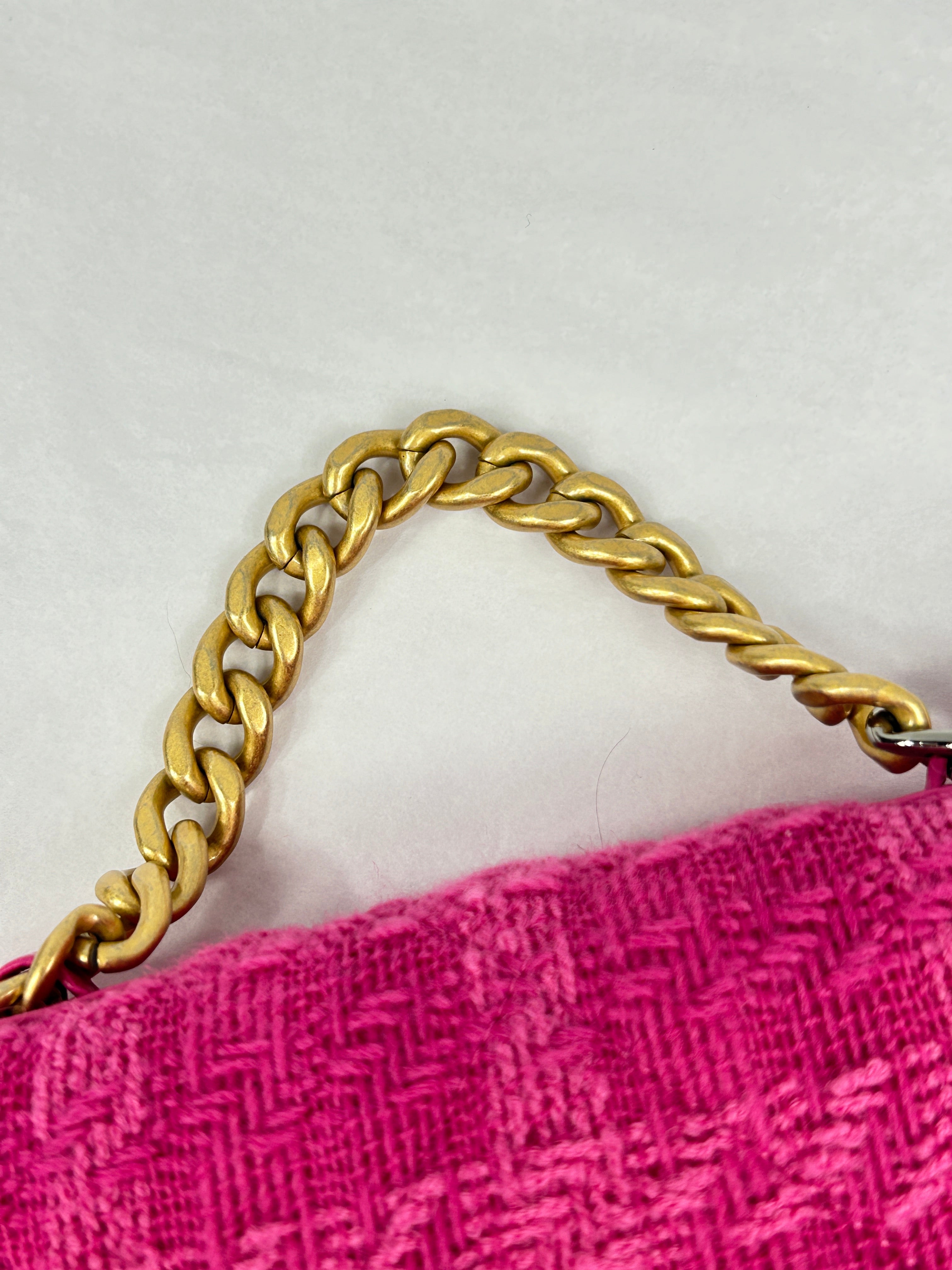 Hot Pink Tweed 19 Wallet On Chain w/AGHW/GHW/SHW/RHW- SOLD ON LAYAWAY