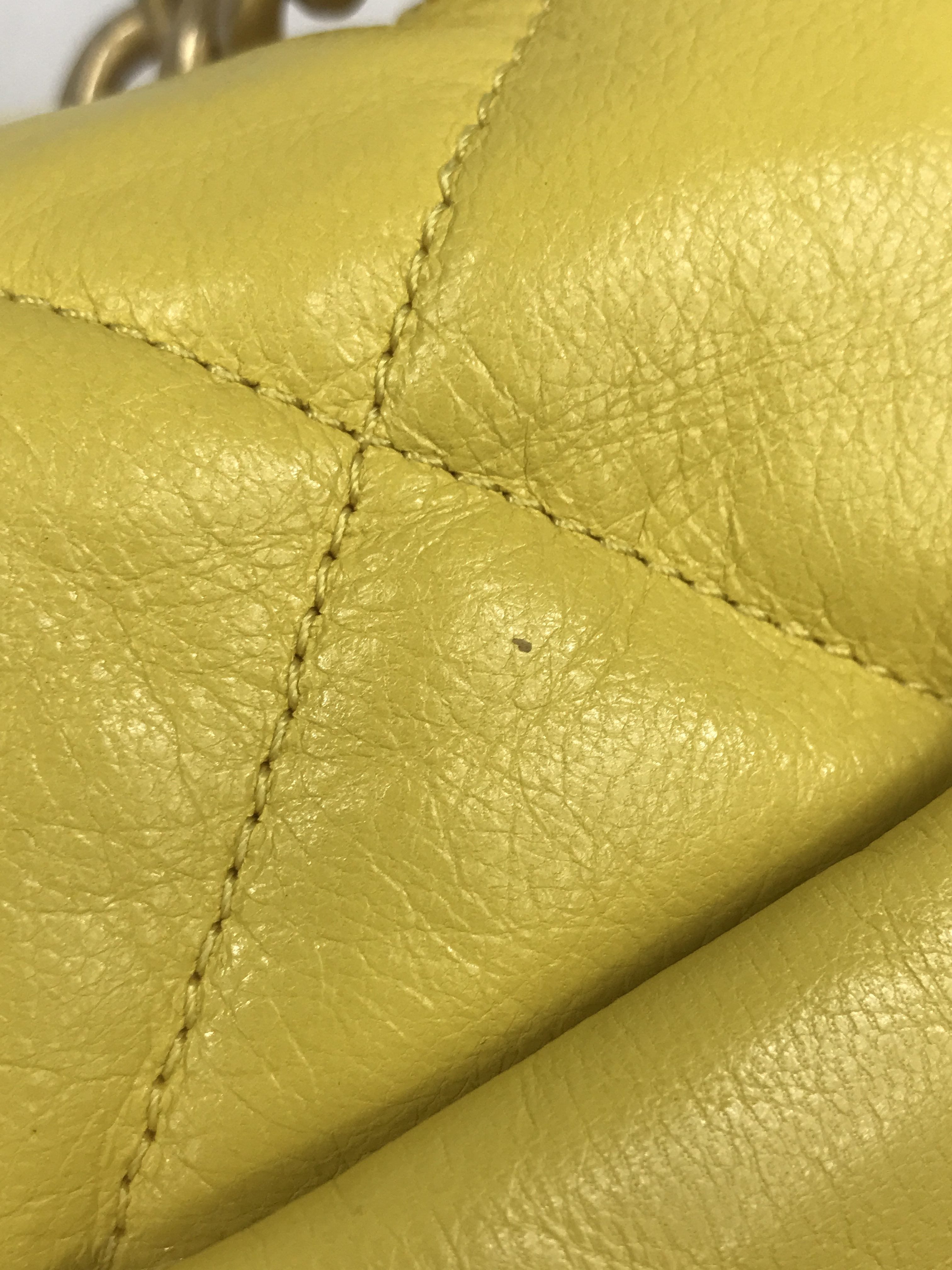 20B1 Yellow Clair Goatskin Quilted 19 Small Flap W/AGHW/SHW/RHW