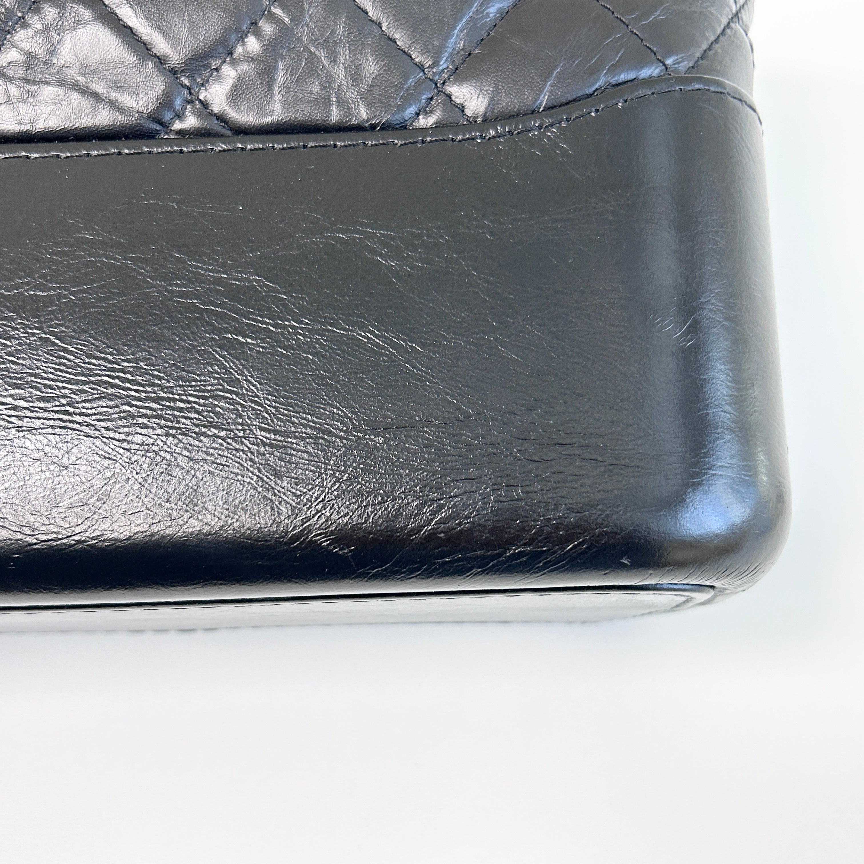 Black Aged Quilted Calfskin Leather Medium Gabrielle Hobo Bag w/AGHW/RHW/SHW/GHW