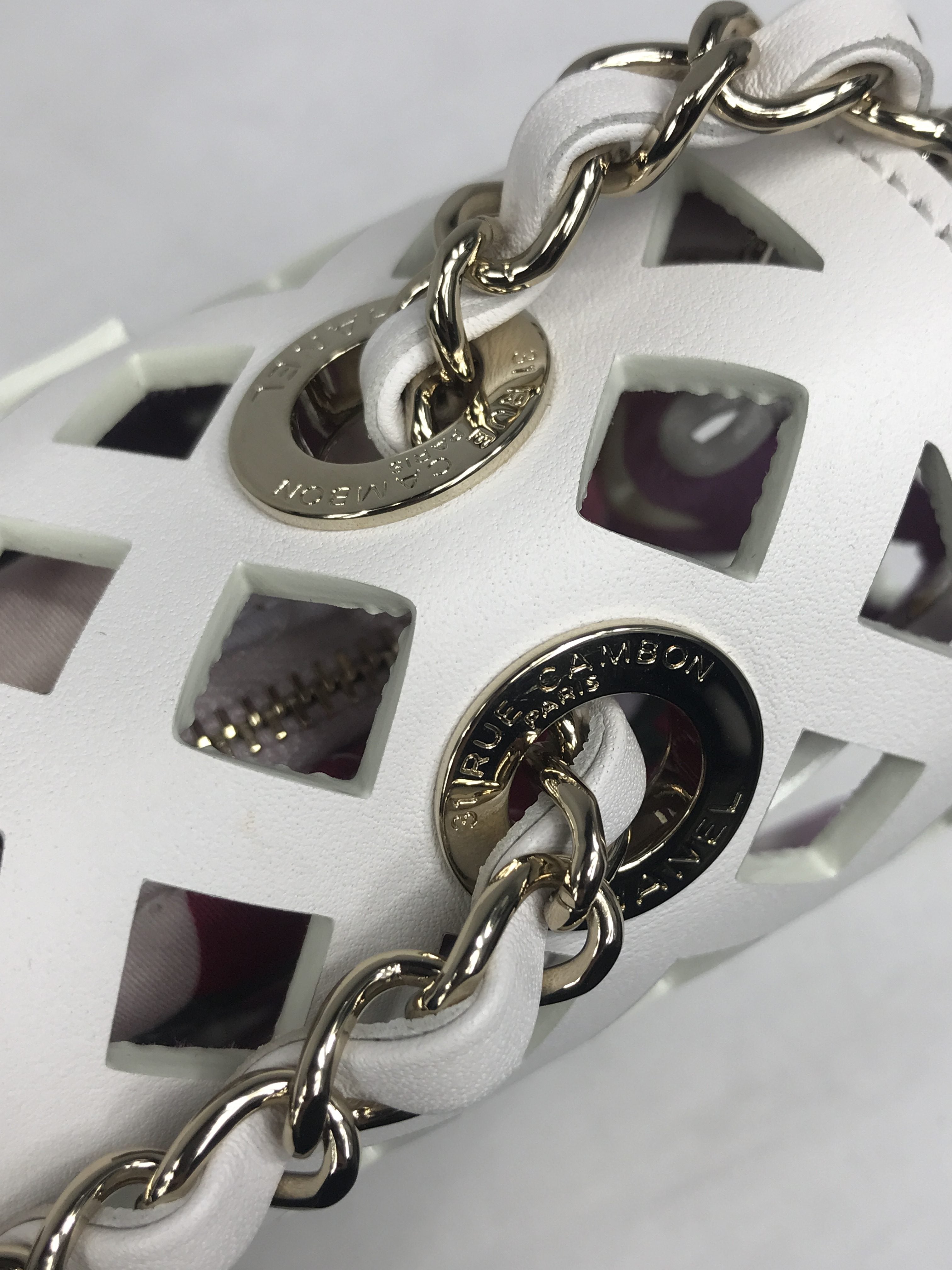White Leather “See Through” Flap Bag w/GHW