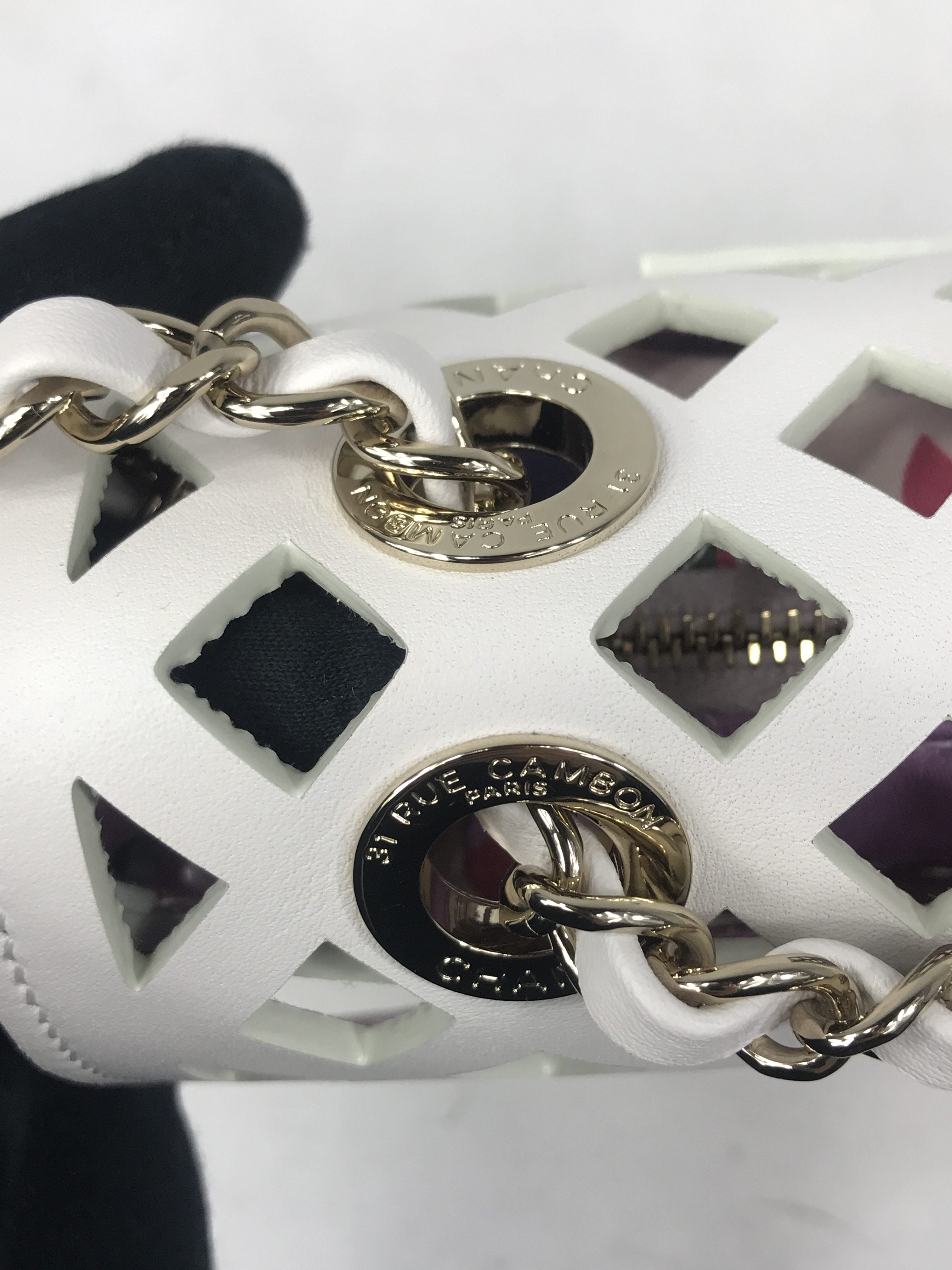 White Leather “See Through” Flap Bag w/GHW