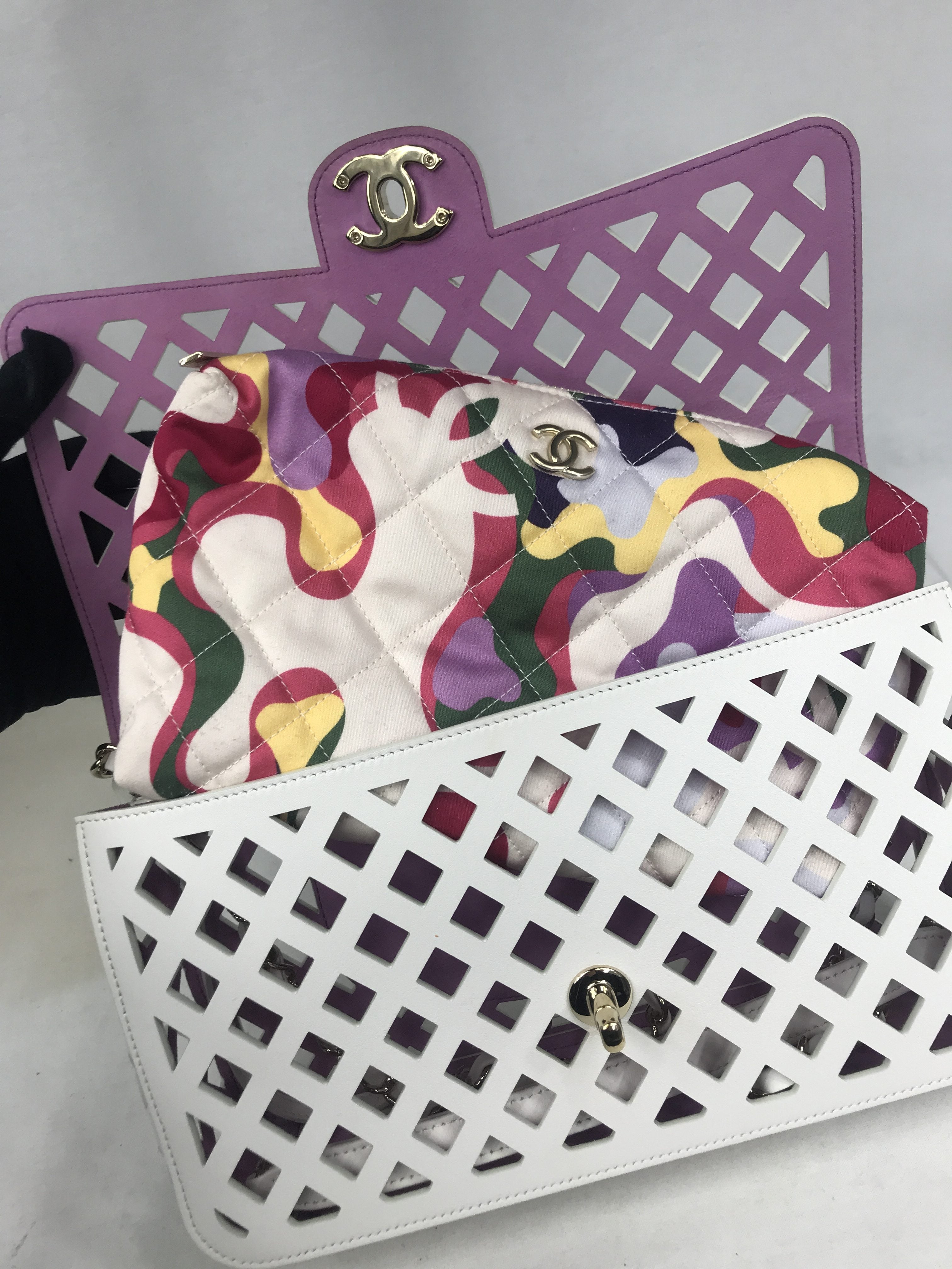 White Leather “See Through” Flap Bag w/GHW