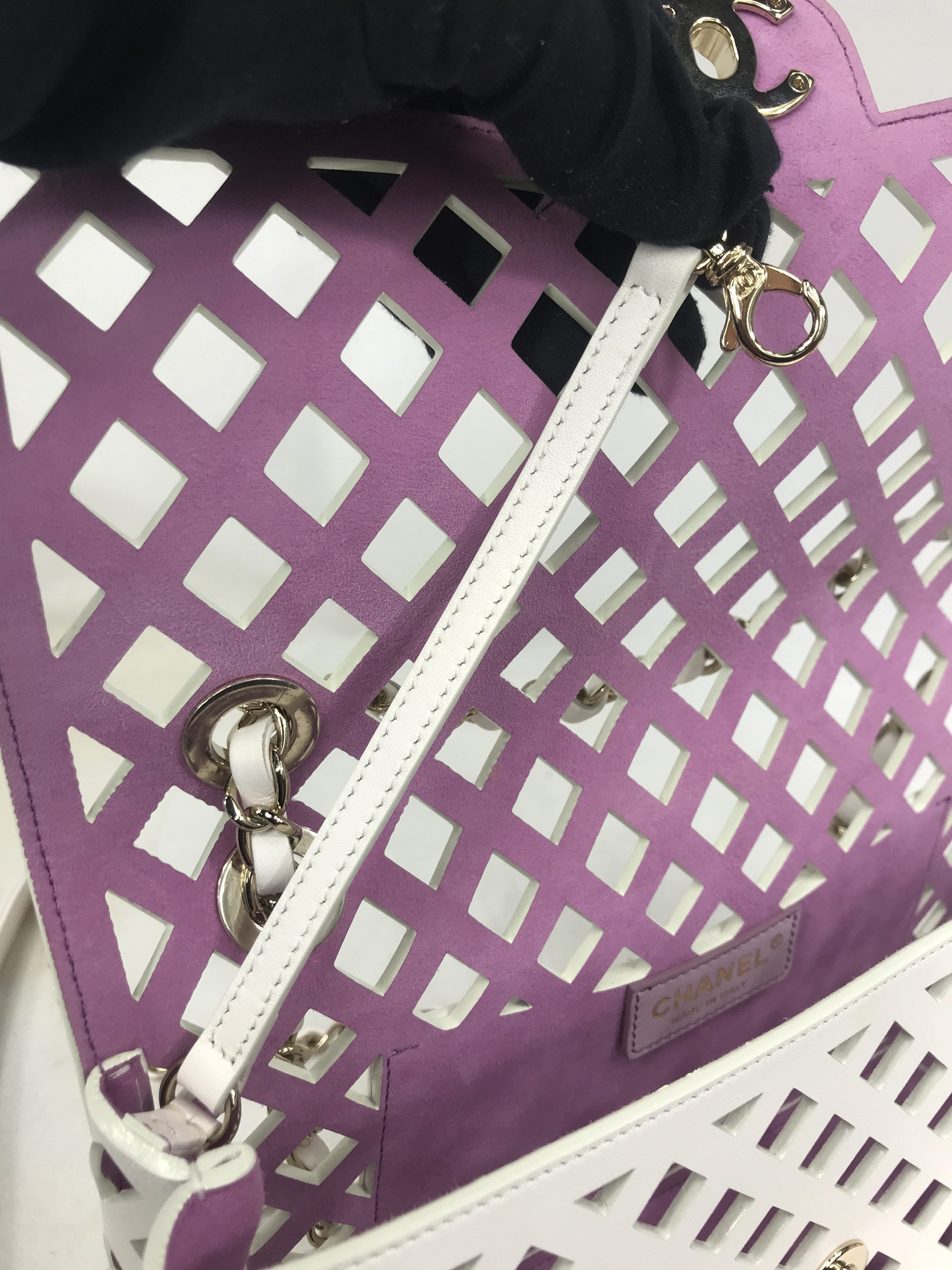 White Leather “See Through” Flap Bag w/GHW