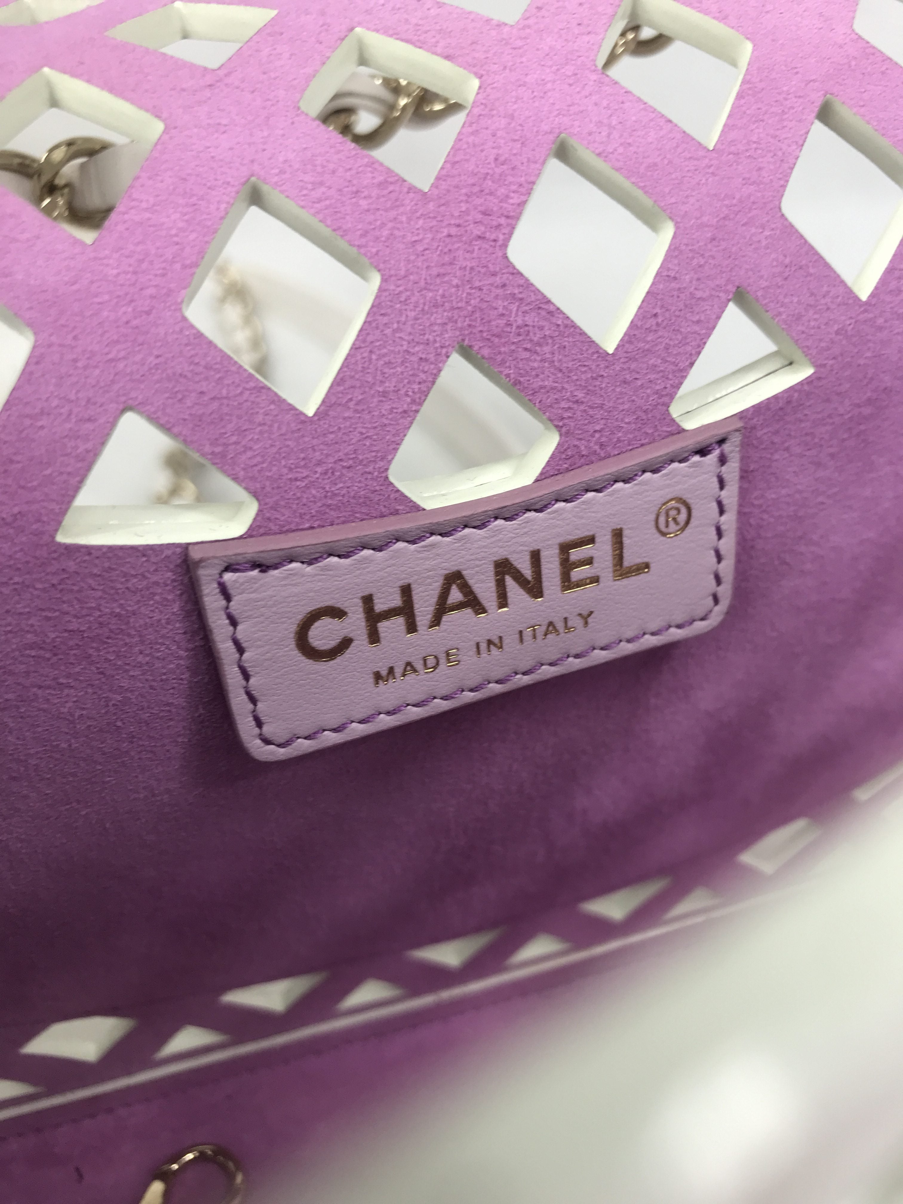 White Leather “See Through” Flap Bag w/GHW