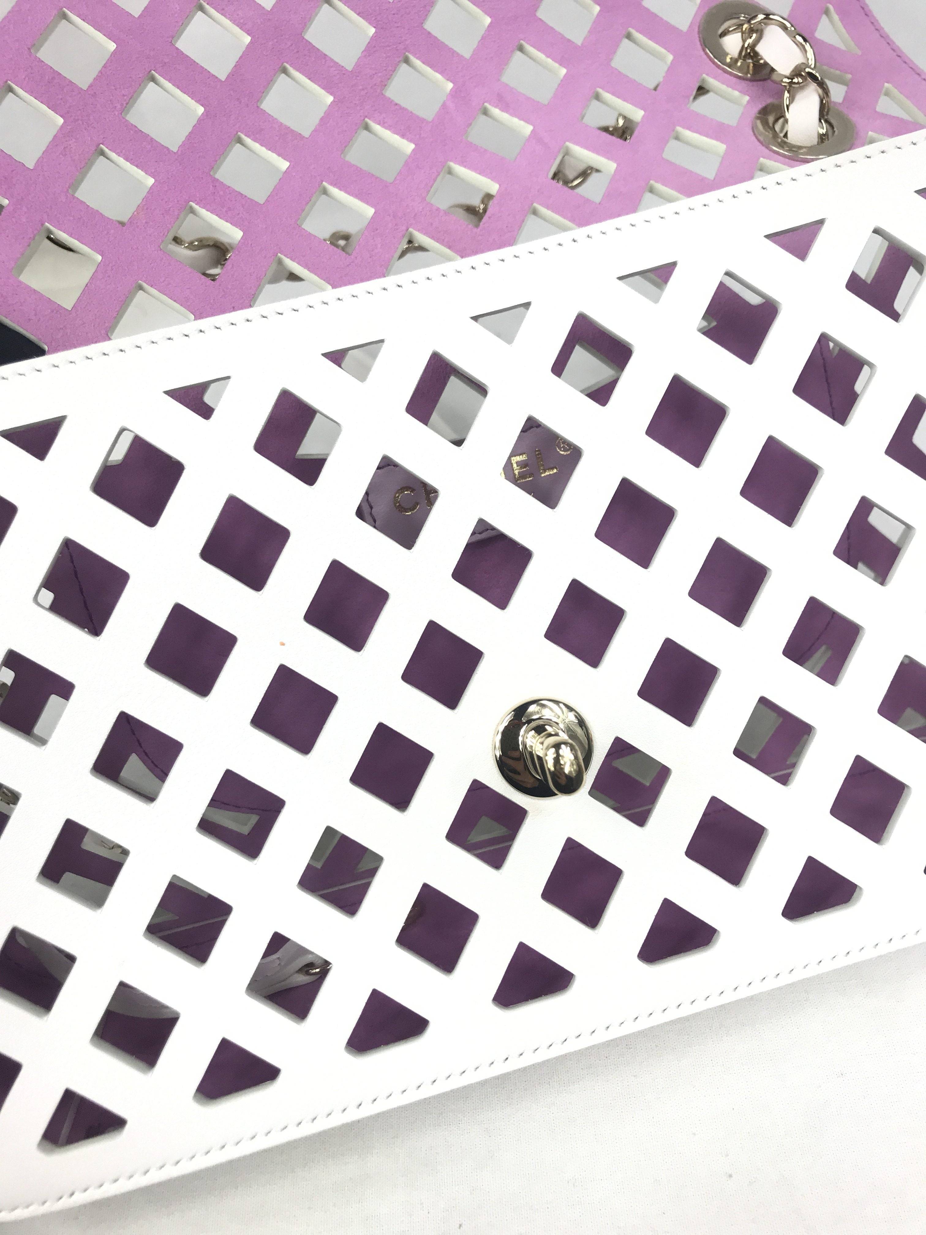White Leather “See Through” Flap Bag w/GHW