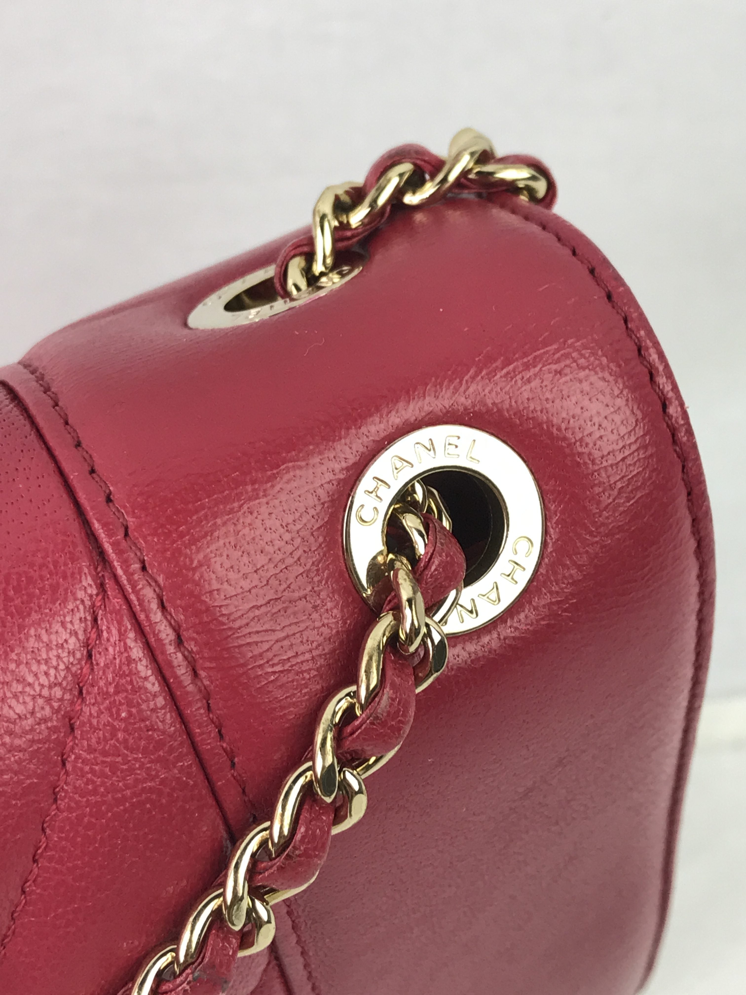 Fuchsia Pink Mademoiselle Vintage Sheepskin Flap Bag W/GHW