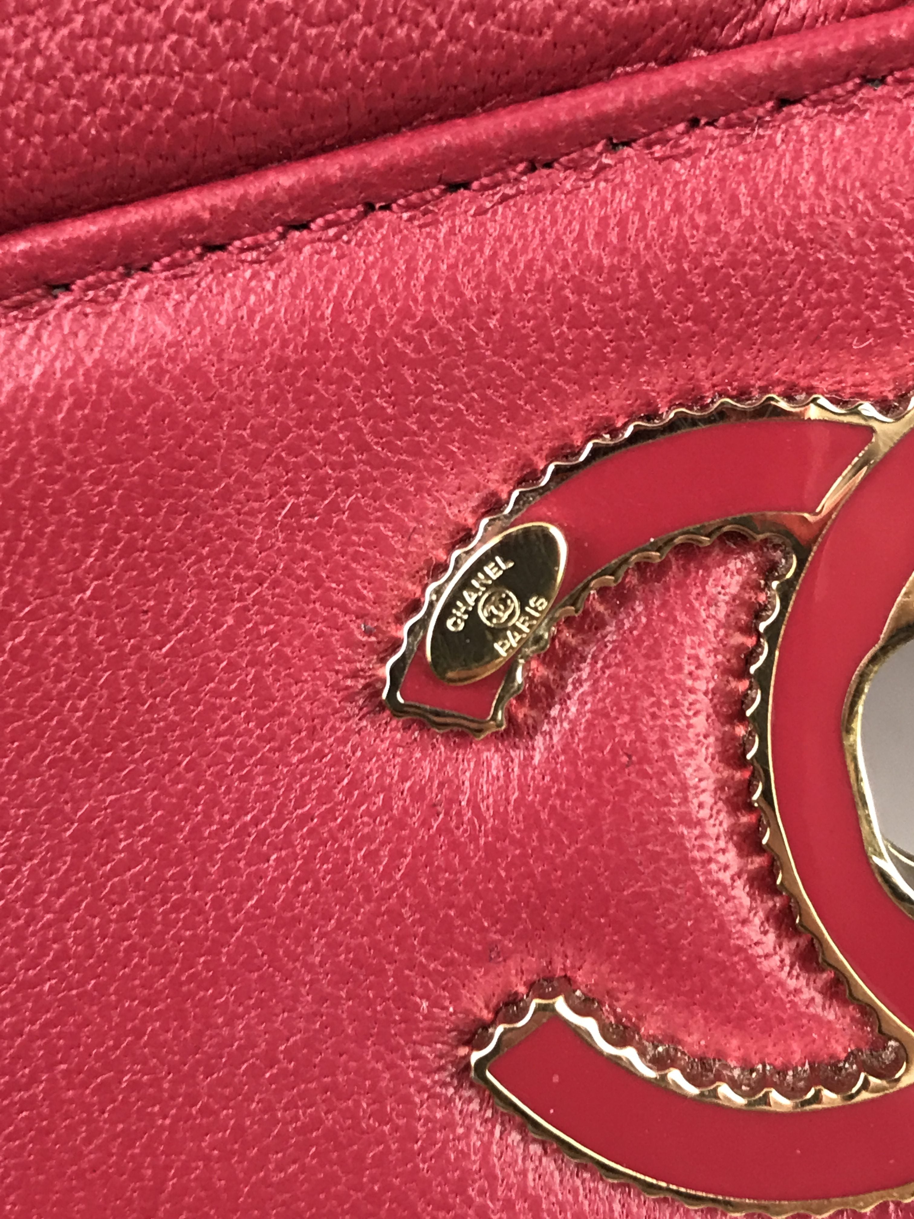Fuchsia Pink Mademoiselle Vintage Sheepskin Flap Bag W/GHW