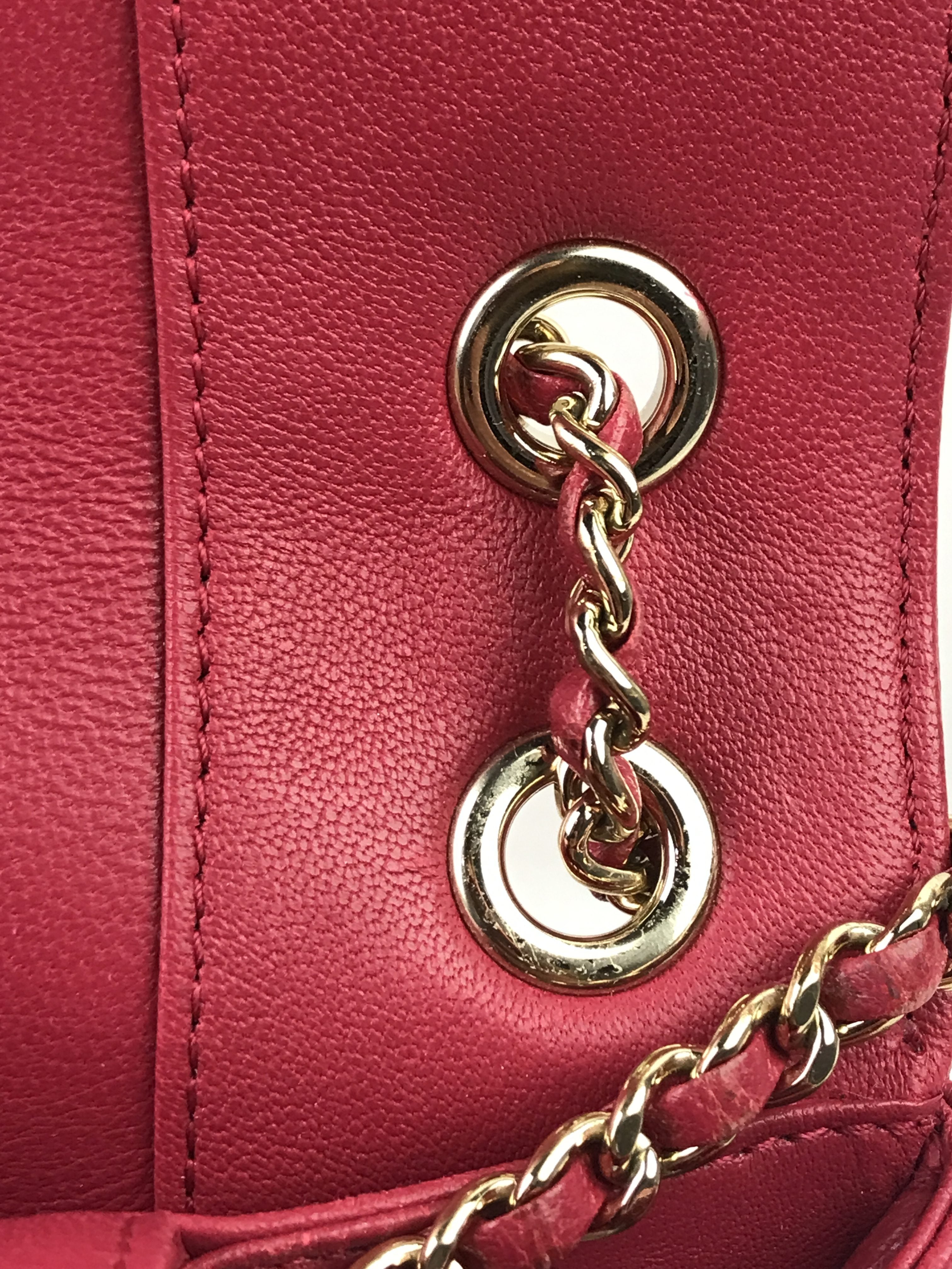 Fuchsia Pink Mademoiselle Vintage Sheepskin Flap Bag W/GHW