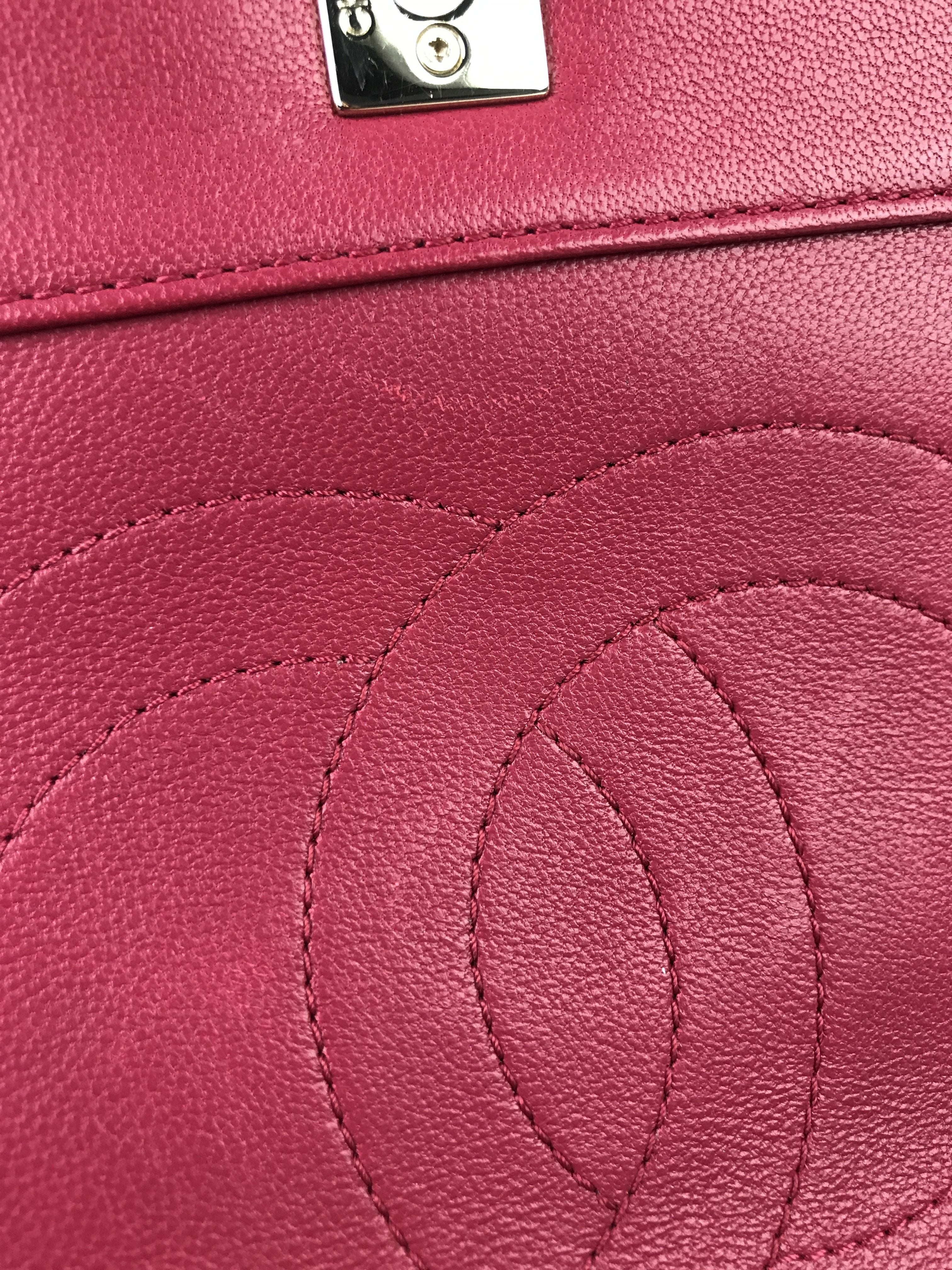 Fuchsia Pink Mademoiselle Vintage Sheepskin Flap Bag W/GHW