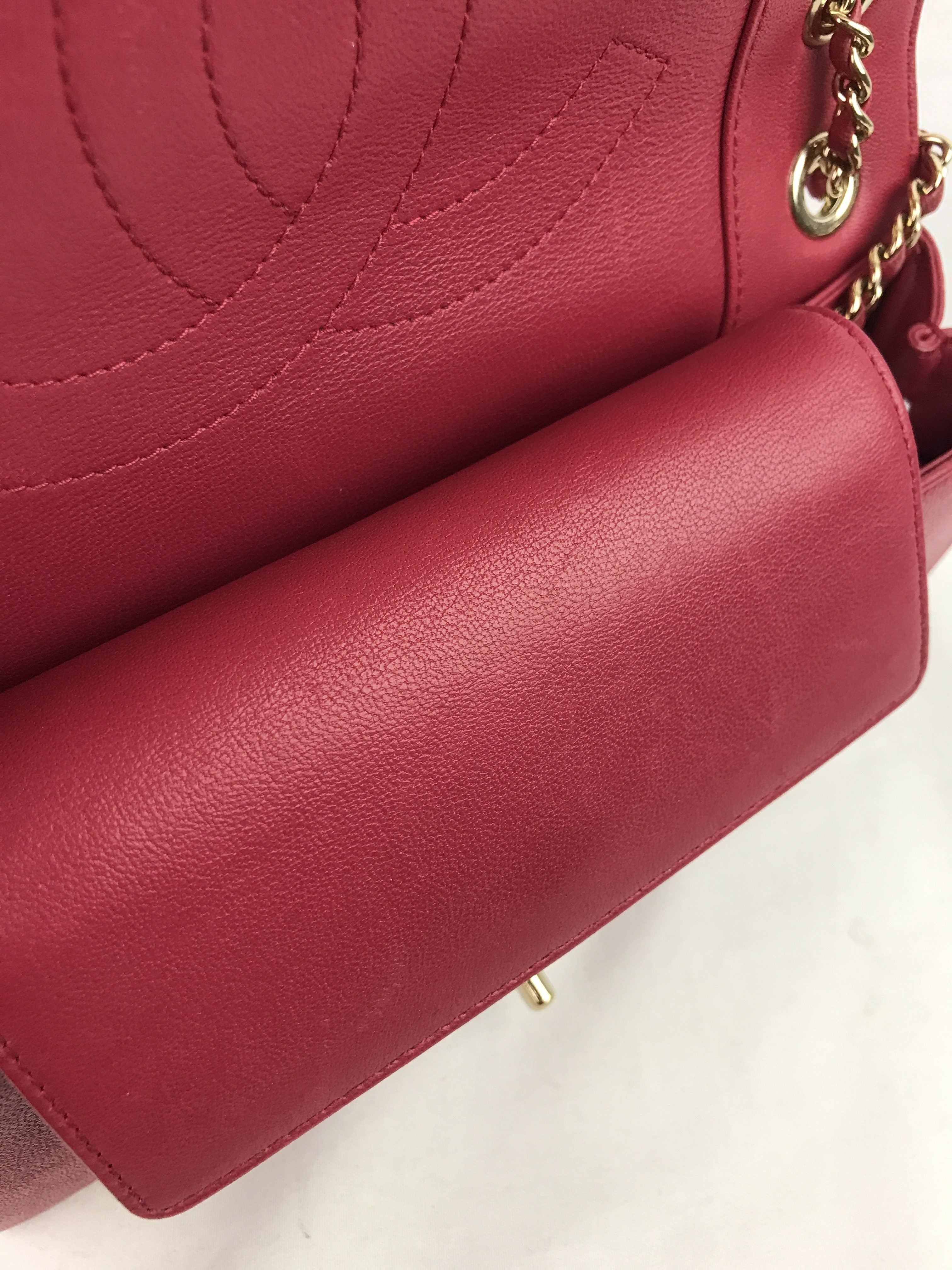 Fuchsia Pink Mademoiselle Vintage Sheepskin Flap Bag W/GHW
