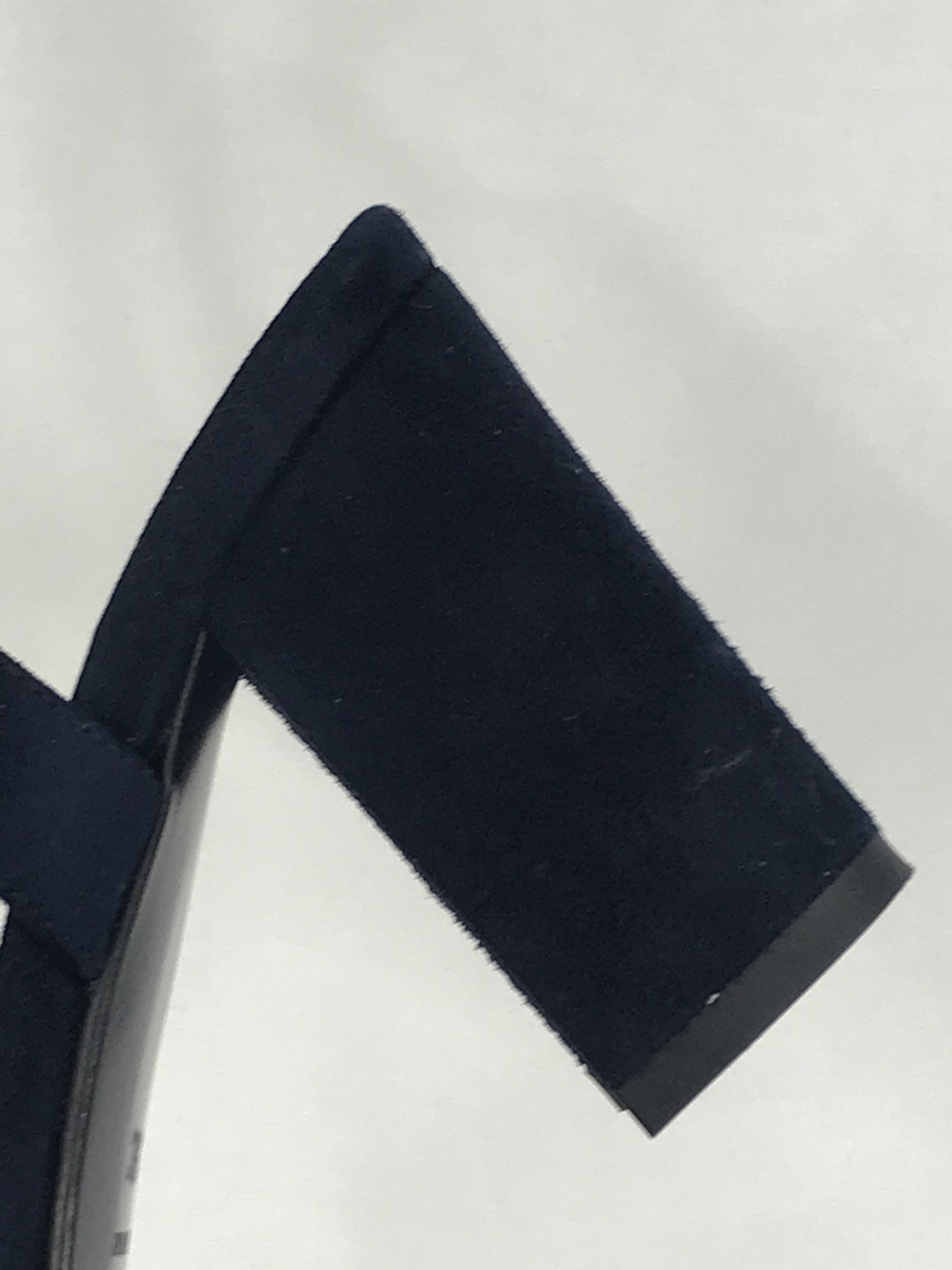 Navy Blue Suede Strappy Heeled Sandals W/SHW