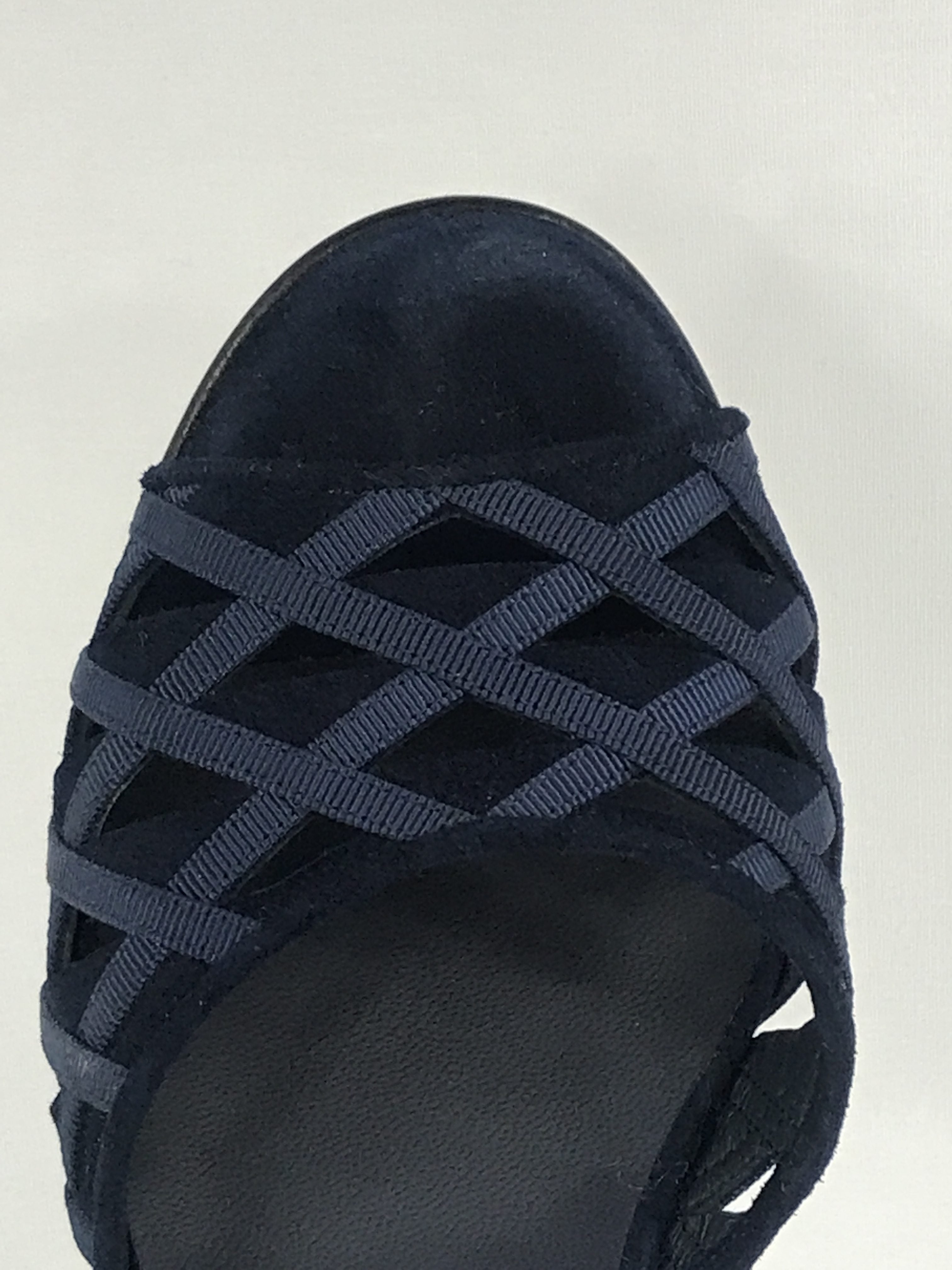 Navy Blue Suede Strappy Heeled Sandals W/SHW