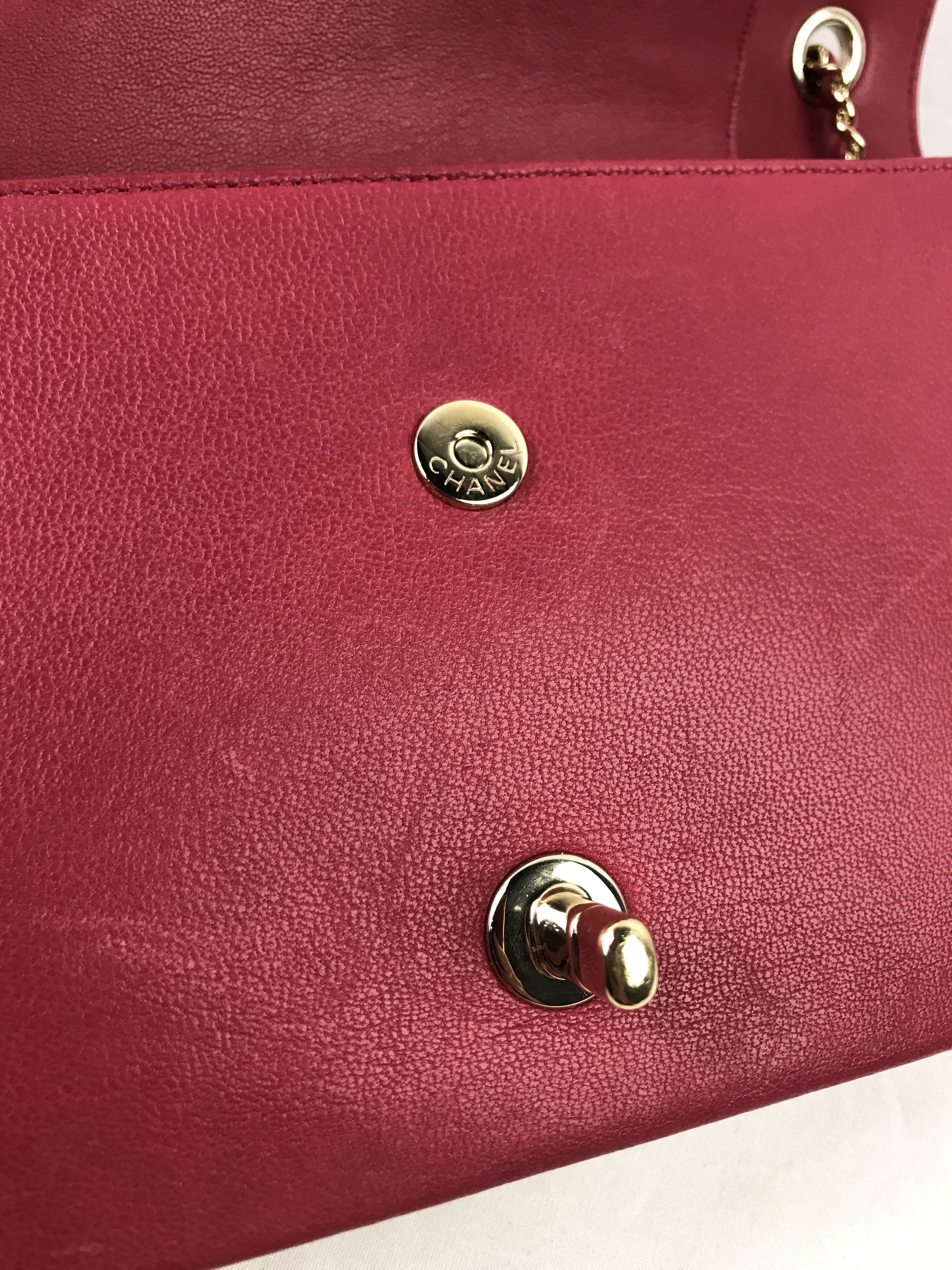 Fuchsia Pink Mademoiselle Vintage Sheepskin Flap Bag W/GHW
