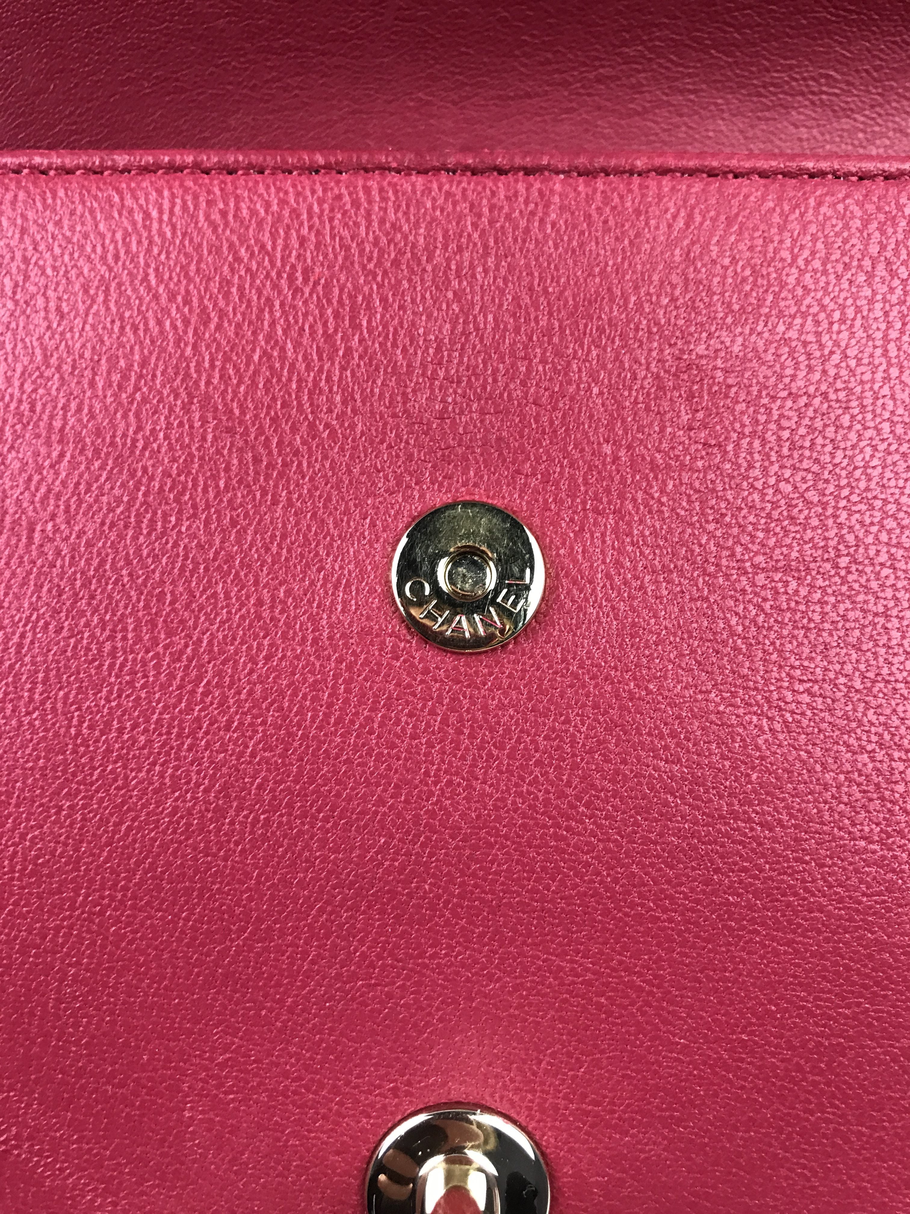 Fuchsia Pink Mademoiselle Vintage Sheepskin Flap Bag W/GHW
