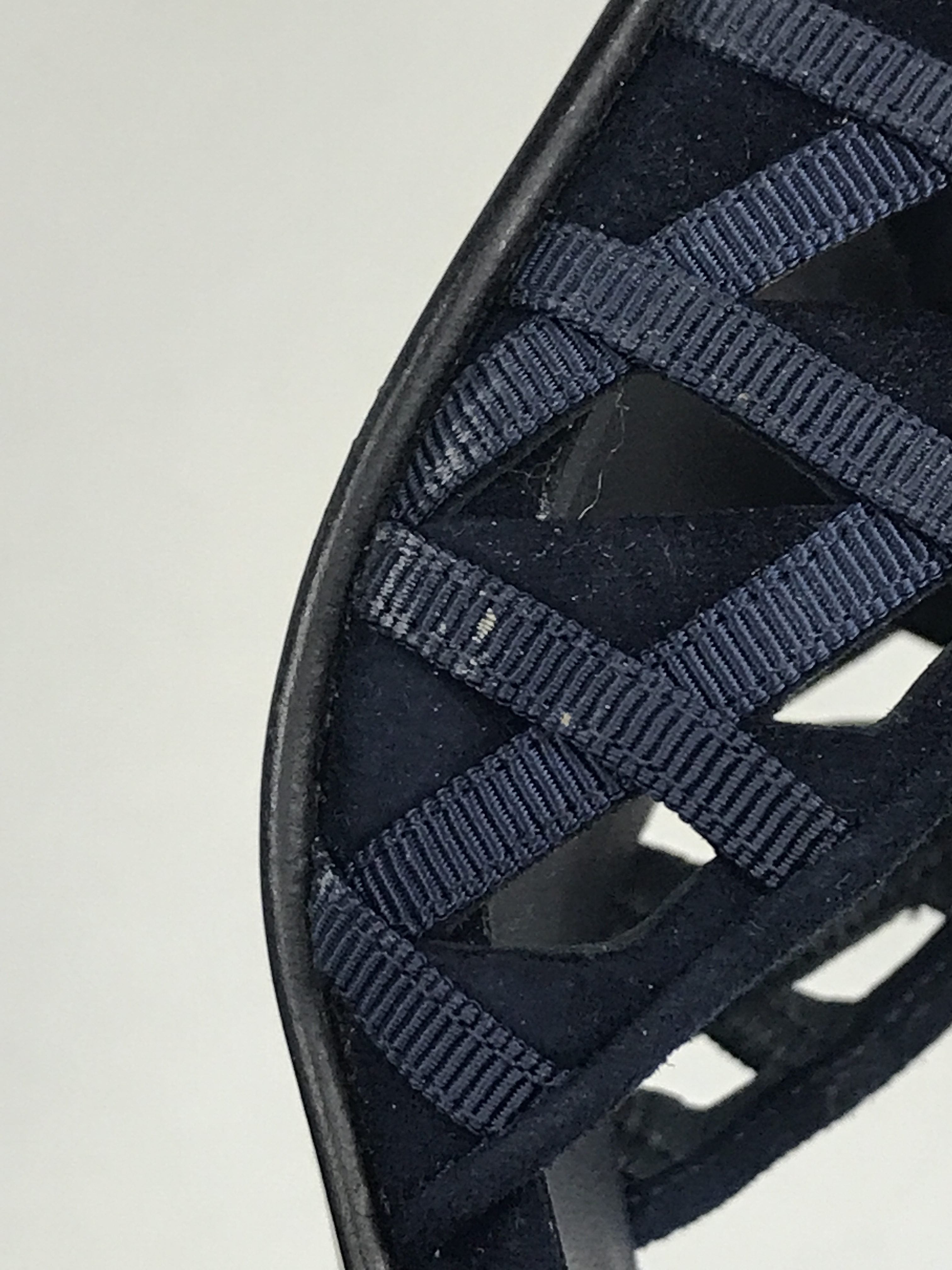 Navy Blue Suede Strappy Heeled Sandals W/SHW