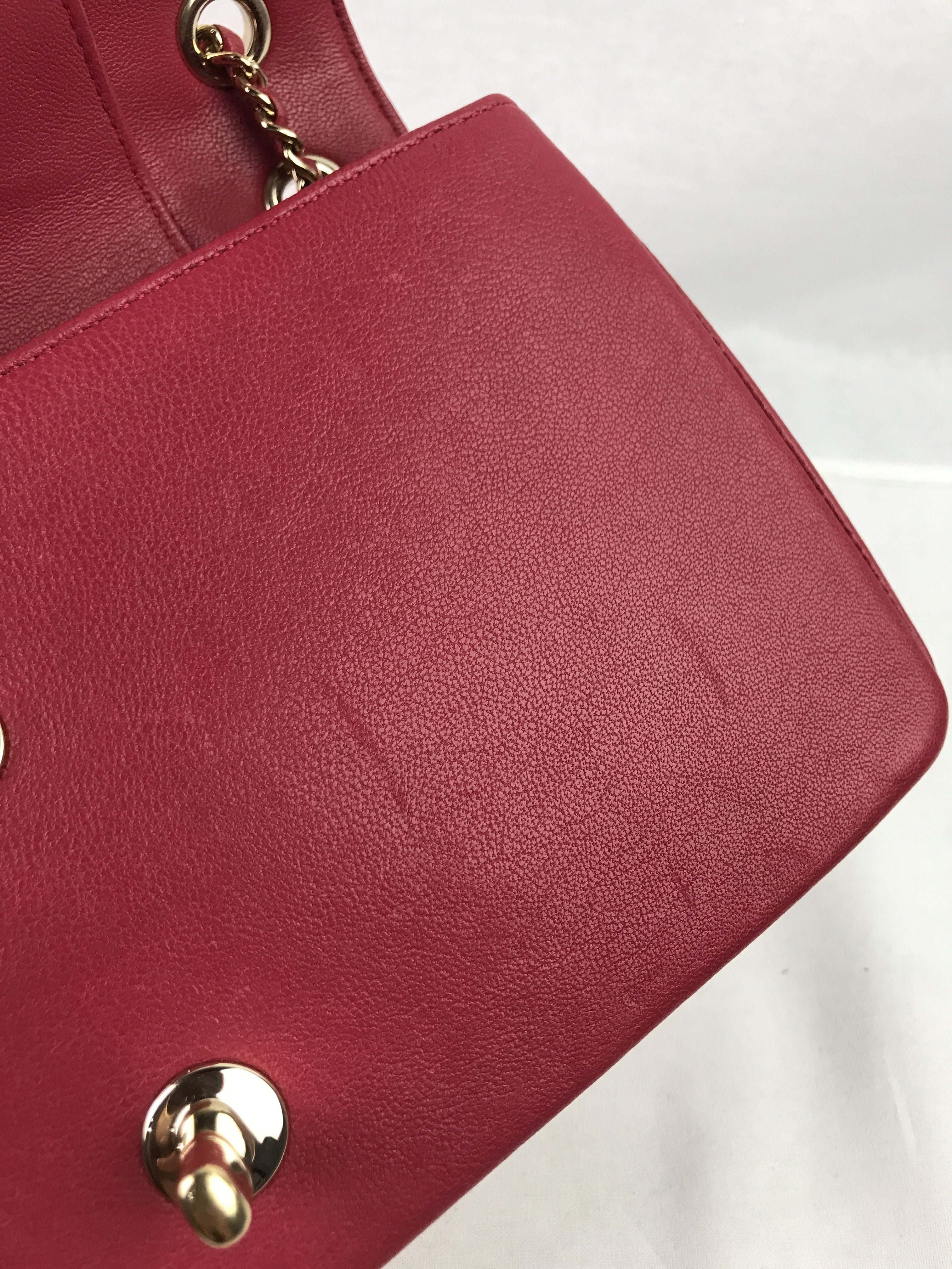 Fuchsia Pink Mademoiselle Vintage Sheepskin Flap Bag W/GHW