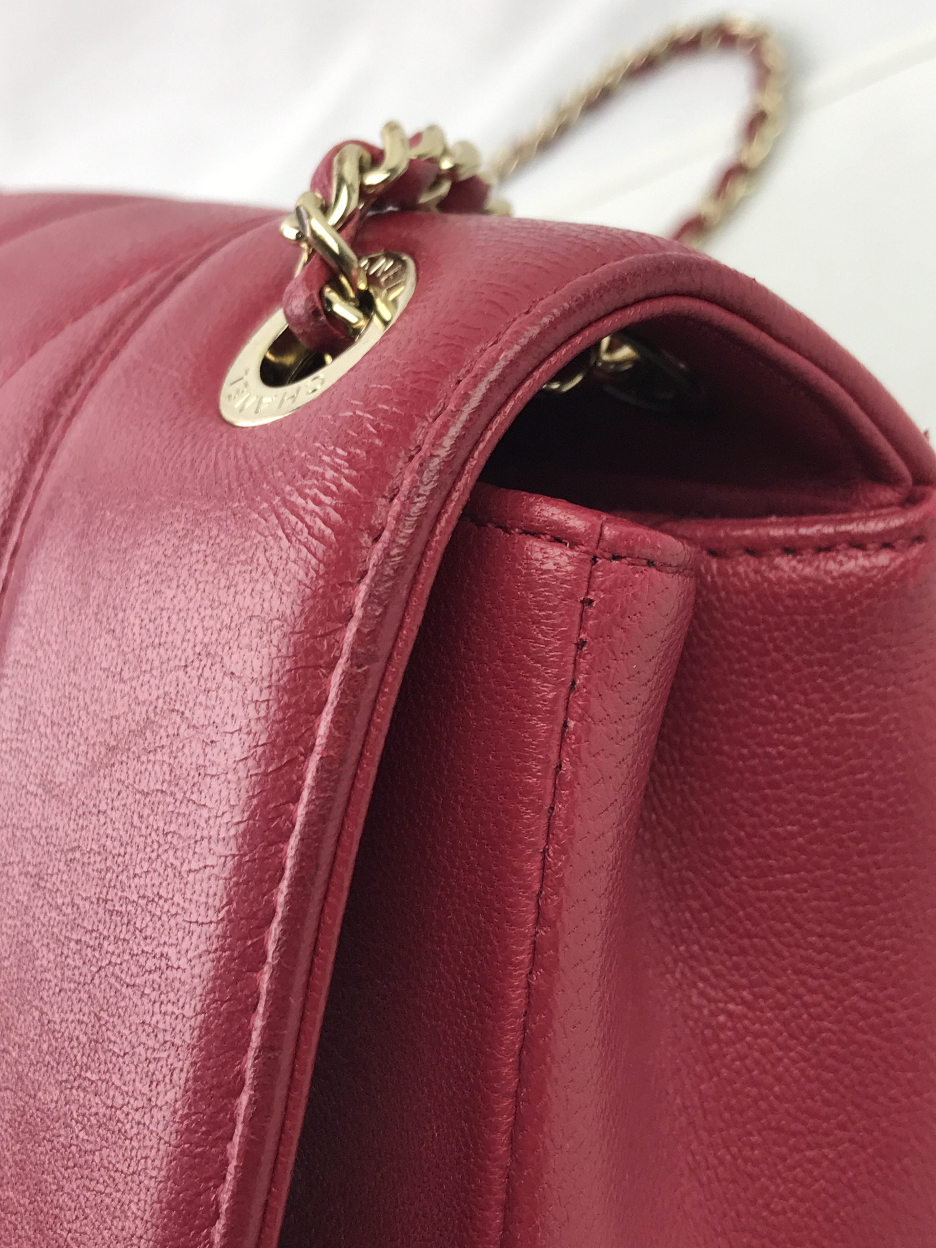 Fuchsia Pink Mademoiselle Vintage Sheepskin Flap Bag W/GHW