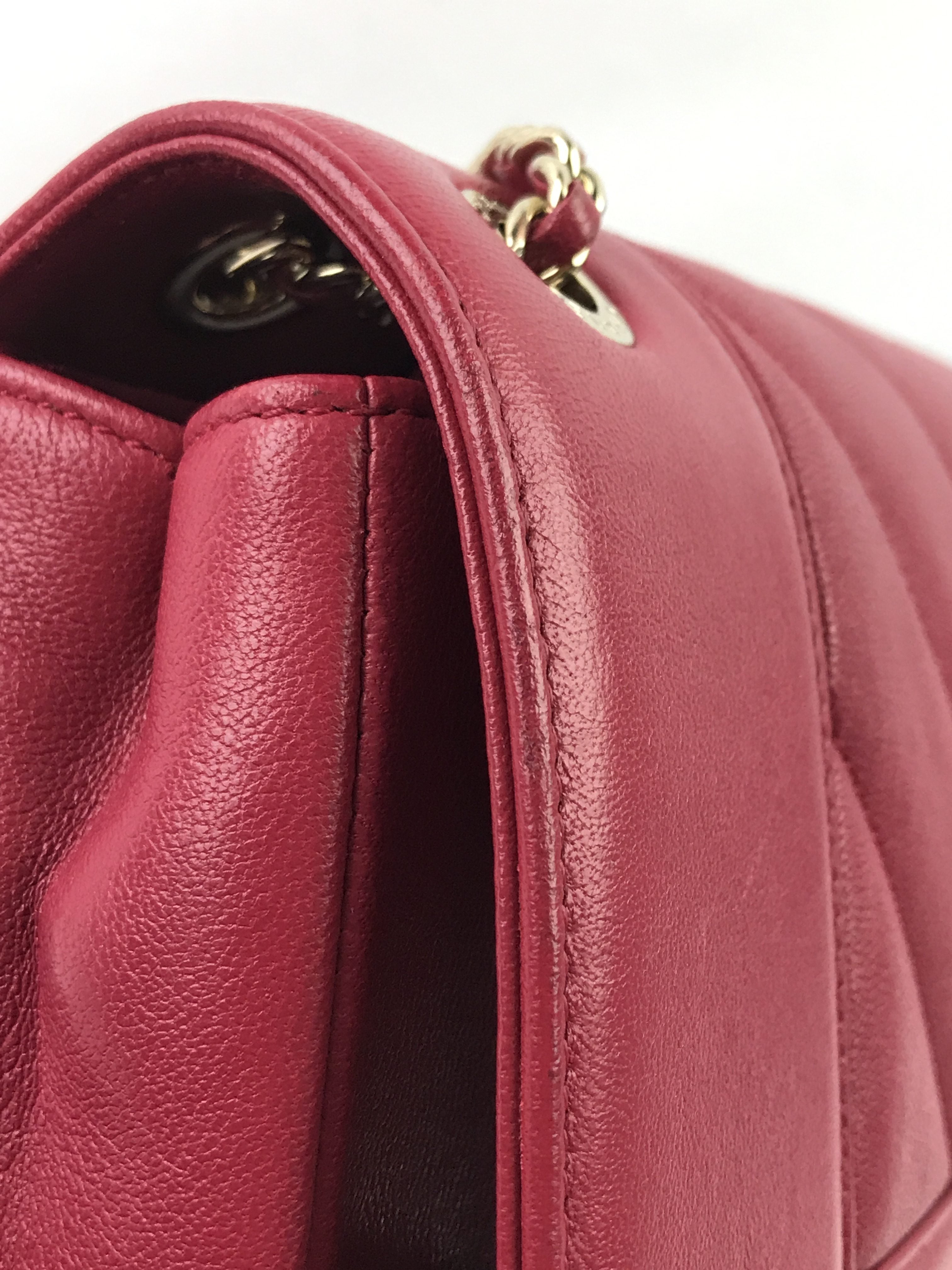 Fuchsia Pink Mademoiselle Vintage Sheepskin Flap Bag W/GHW