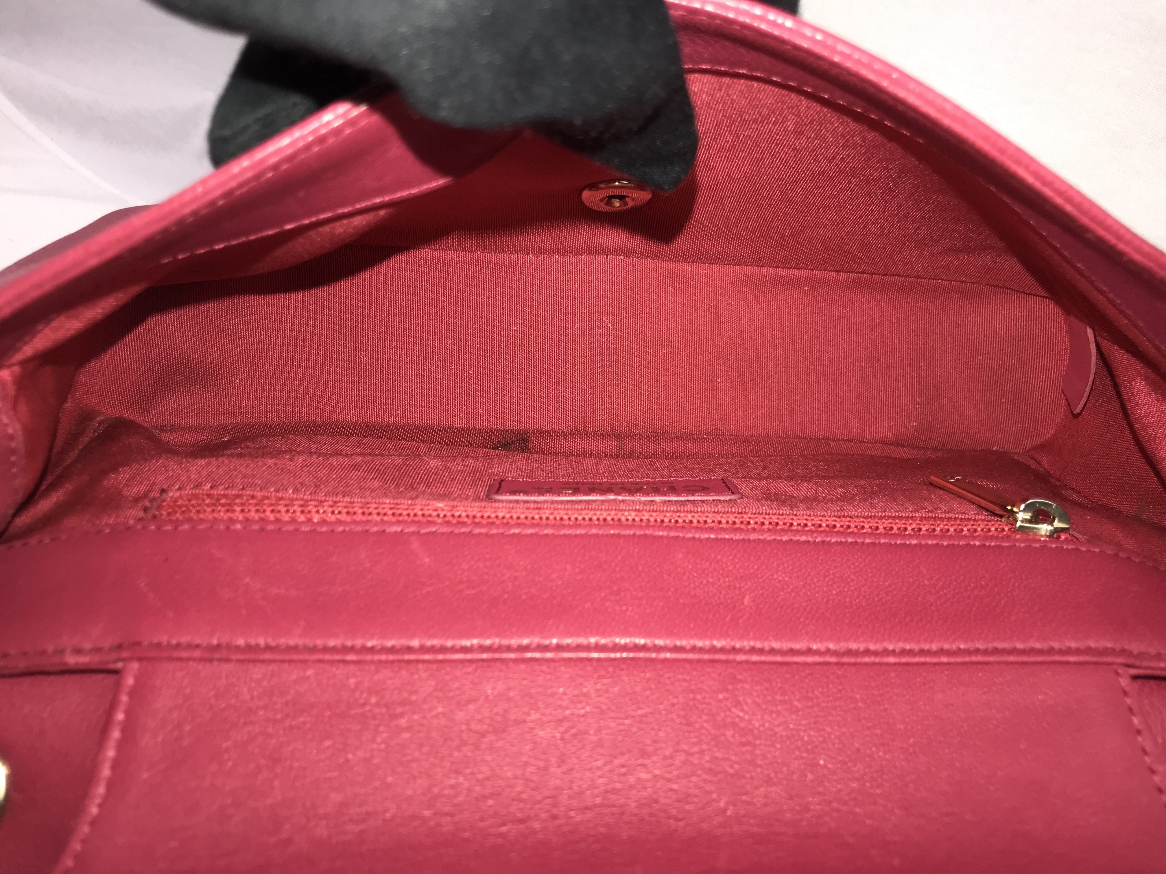 Fuchsia Pink Mademoiselle Vintage Sheepskin Flap Bag W/GHW