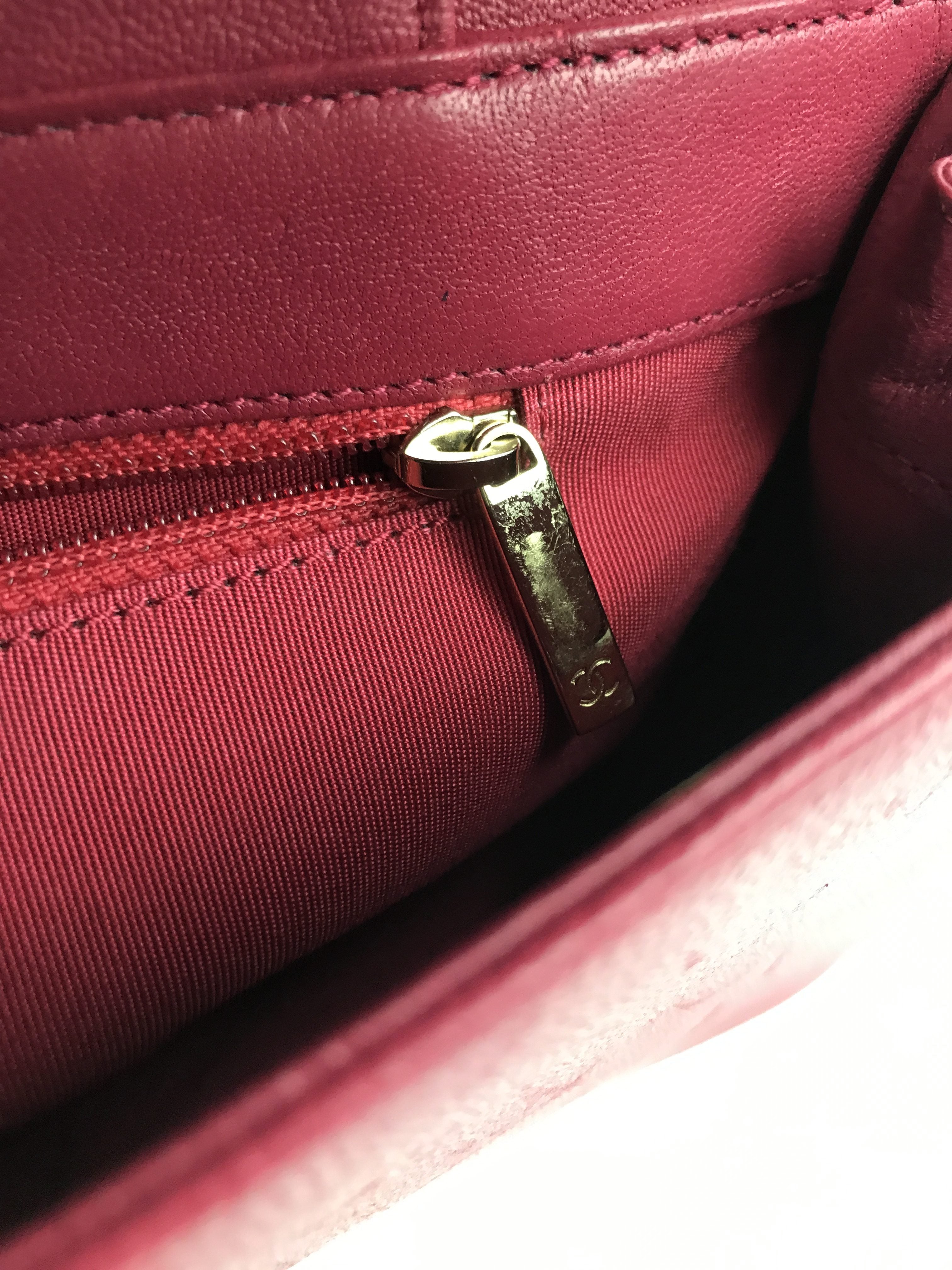 Fuchsia Pink Mademoiselle Vintage Sheepskin Flap Bag W/GHW