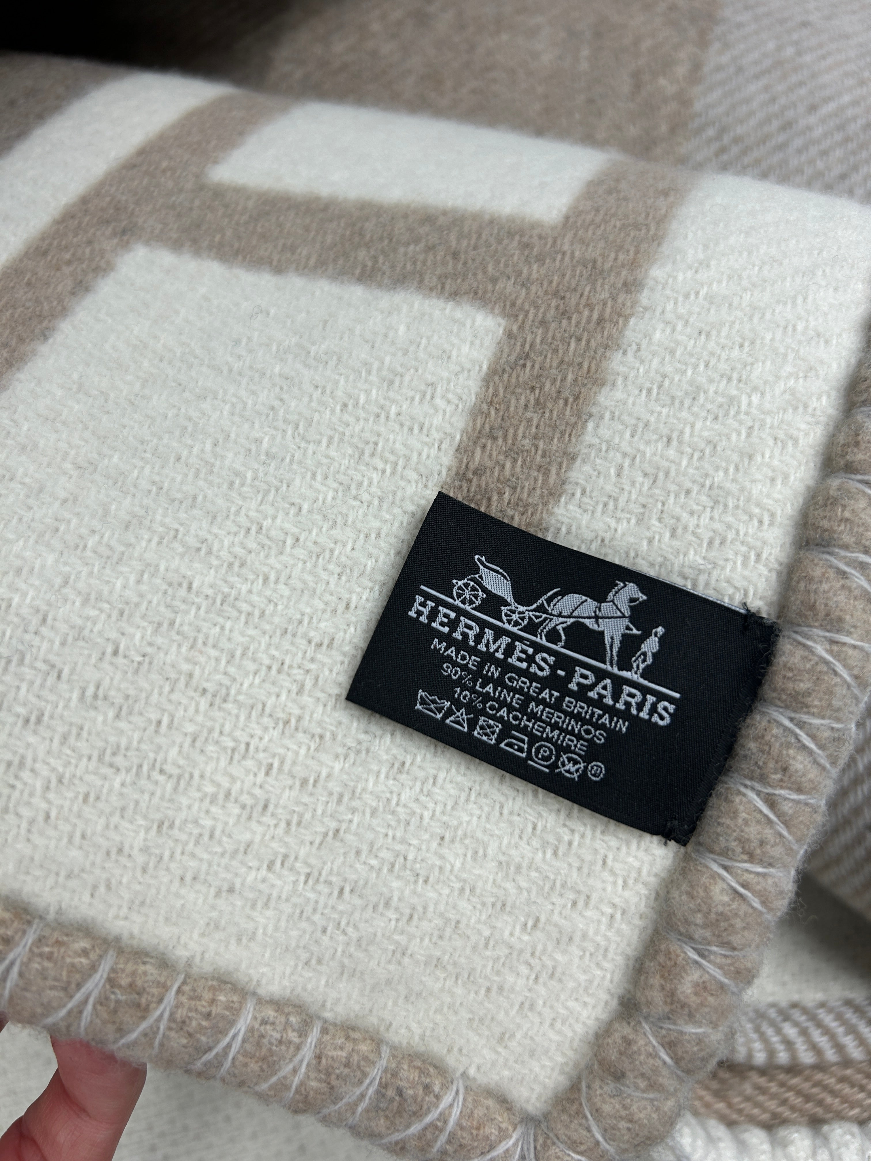 Beige Avalon Vibration Ecru Naturel Merino Wool/ Cashmere Blanket- PENDING