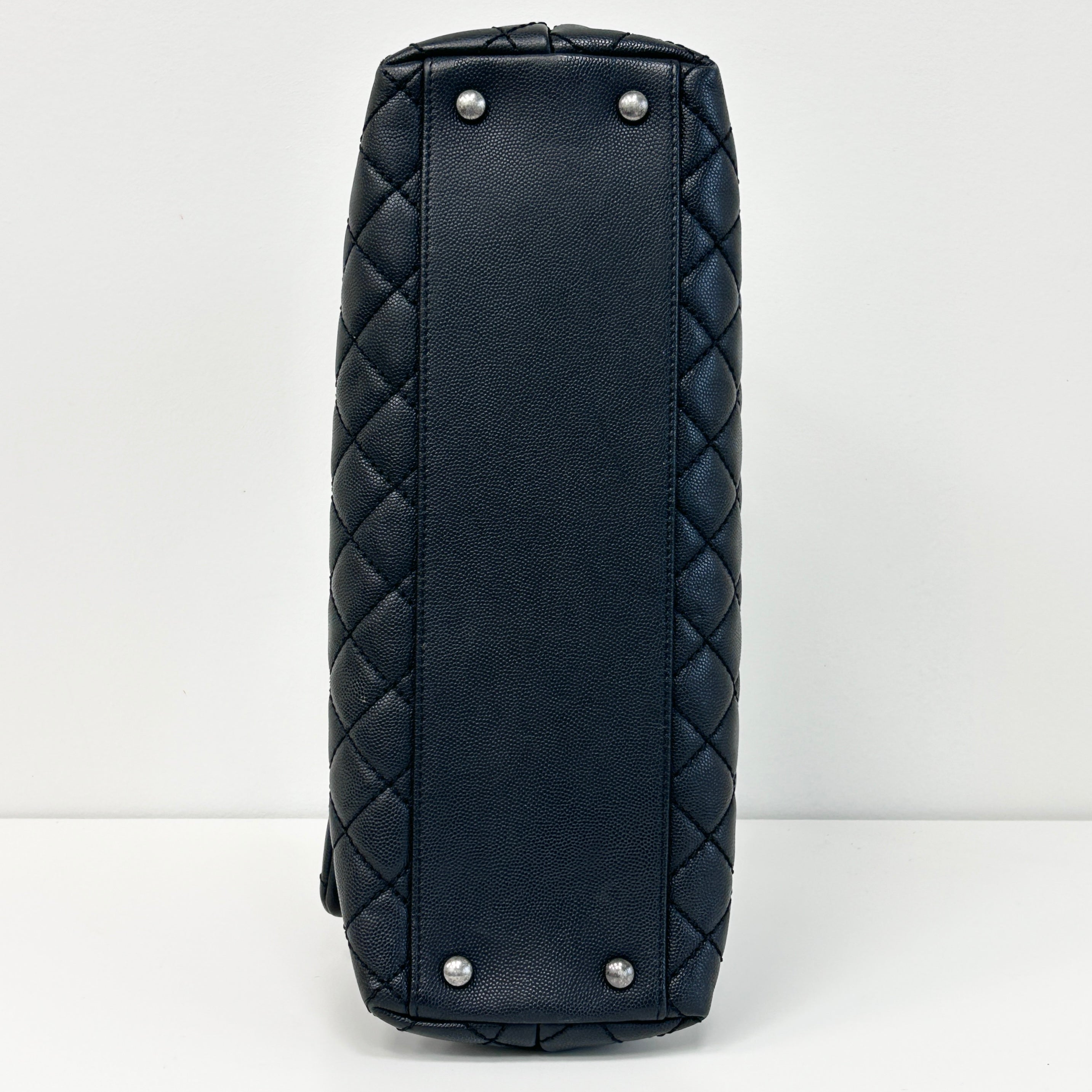 Black Caviar Quilted Coco Handle Large Bag w/RHW