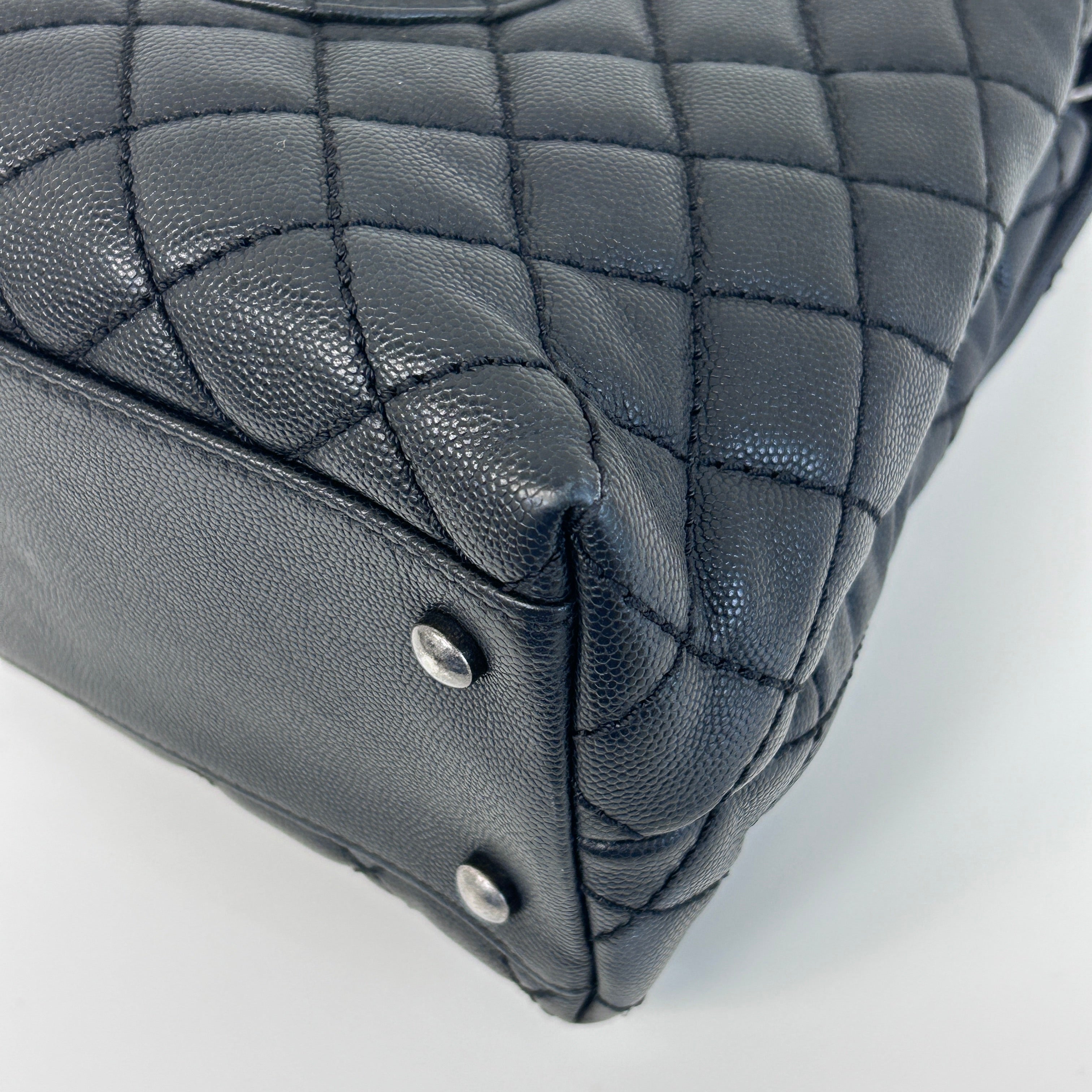 Black Caviar Quilted Coco Handle Large Bag w/RHW