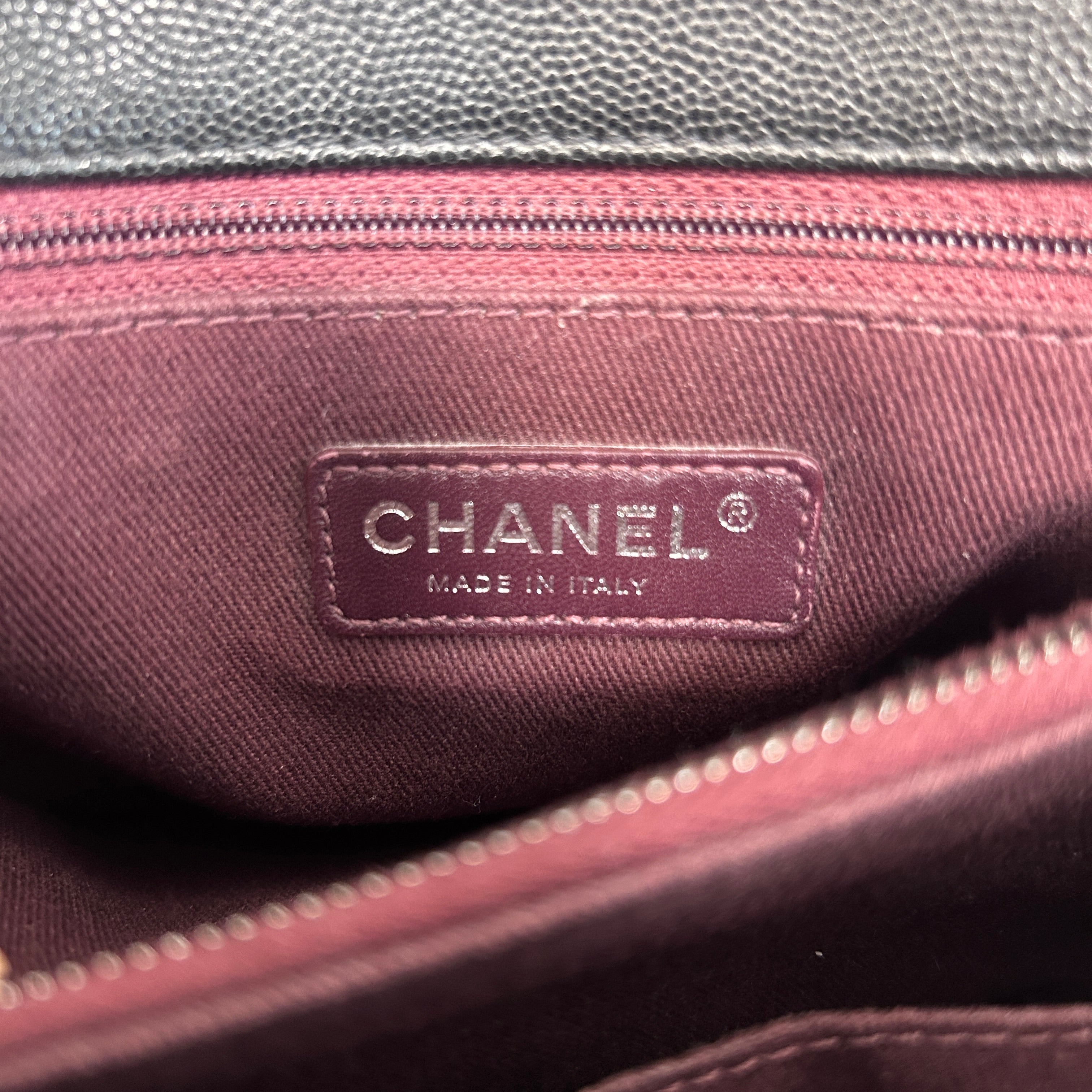 Black Caviar Quilted Coco Handle Large Bag w/RHW