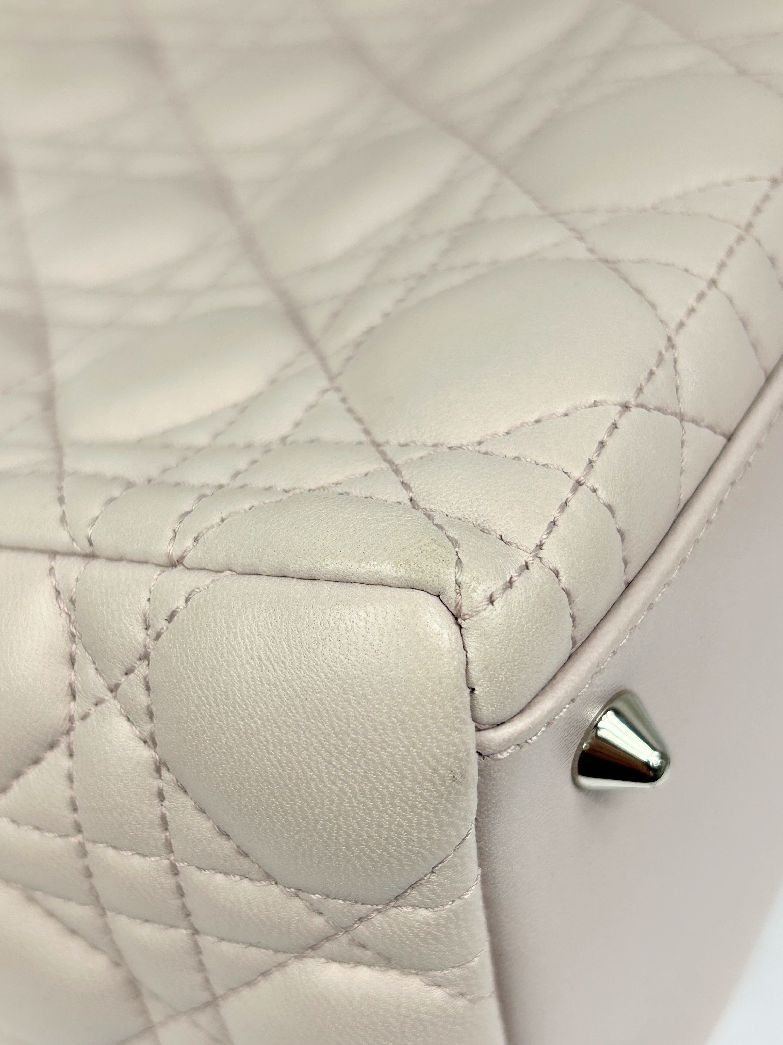 Quilted Medium Light Pink Lambskin Leather Lady Dior w/SHW